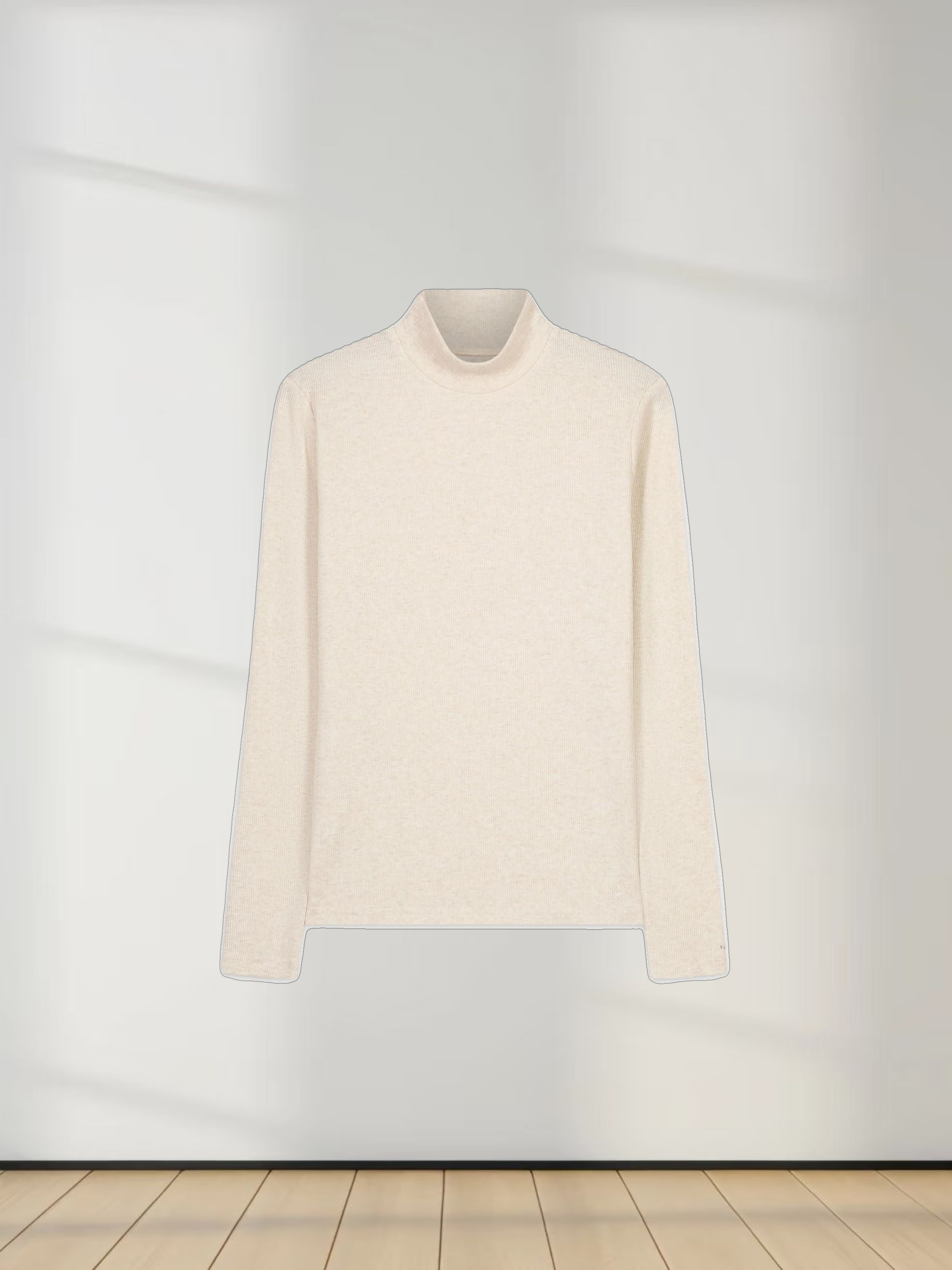 HEATHERED TURTLENECK-CREAM