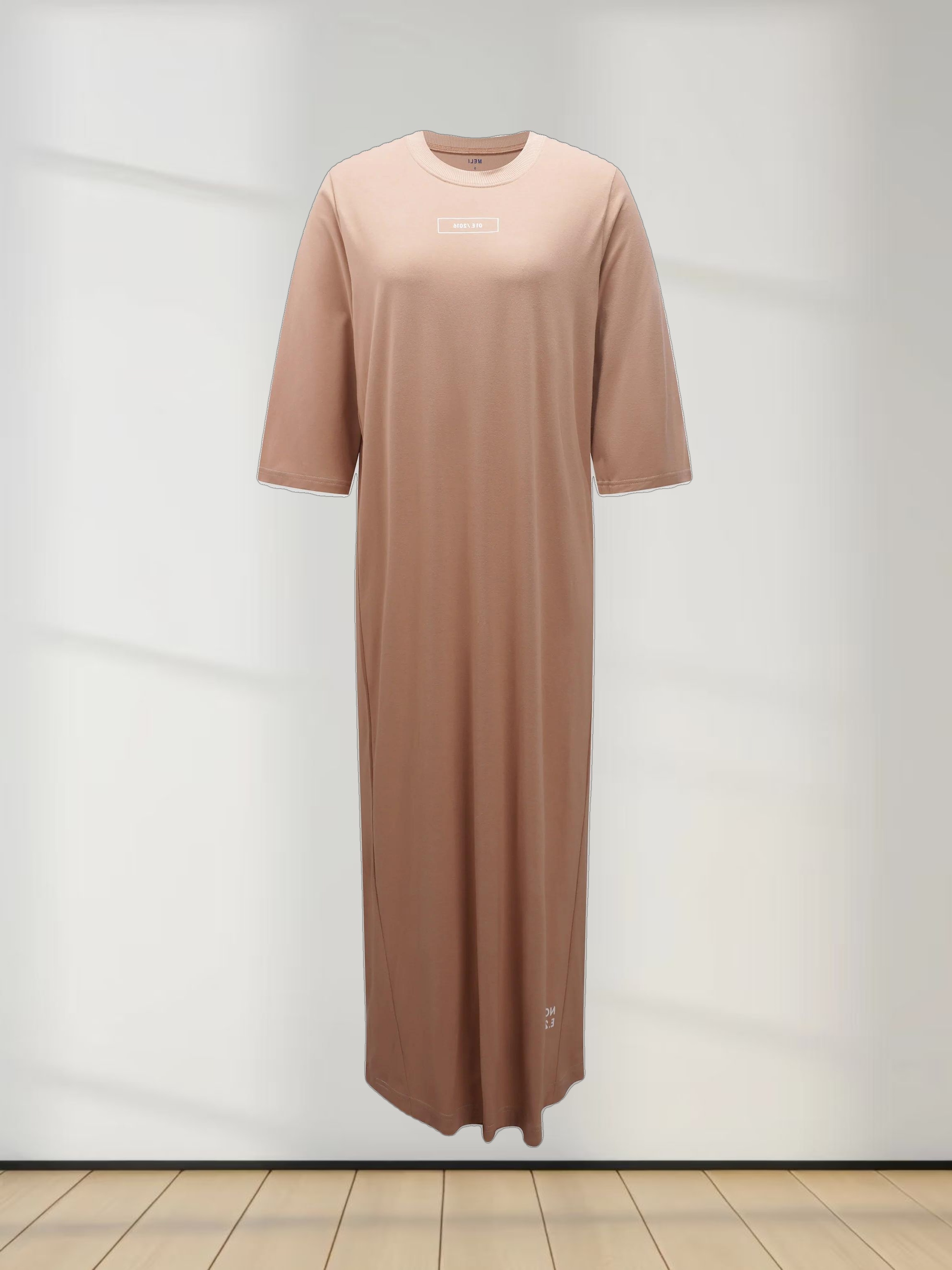 T-Shirt Maxi Dress-Tan