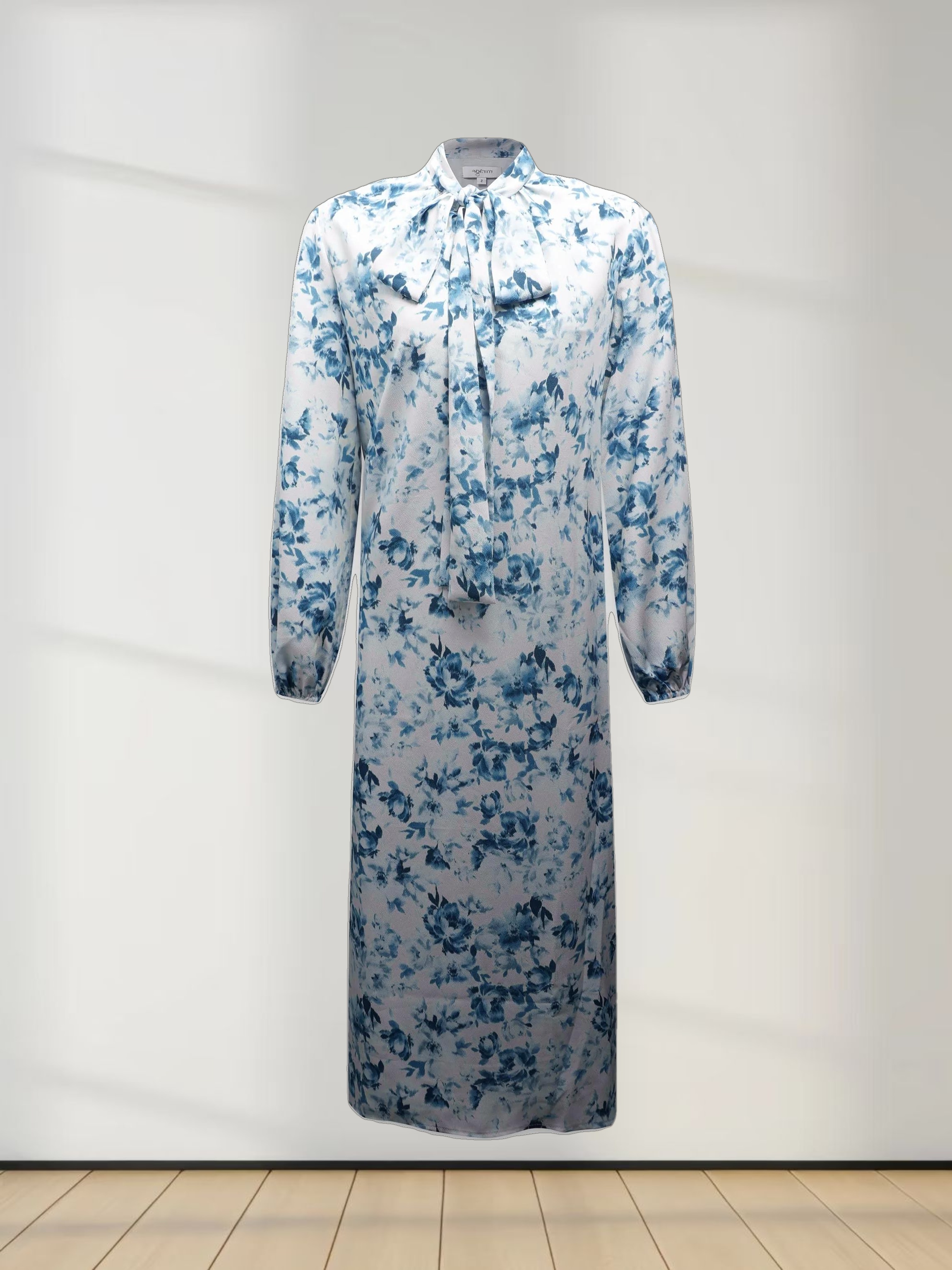 Tie Front Shirtdress-Light Blue Floral