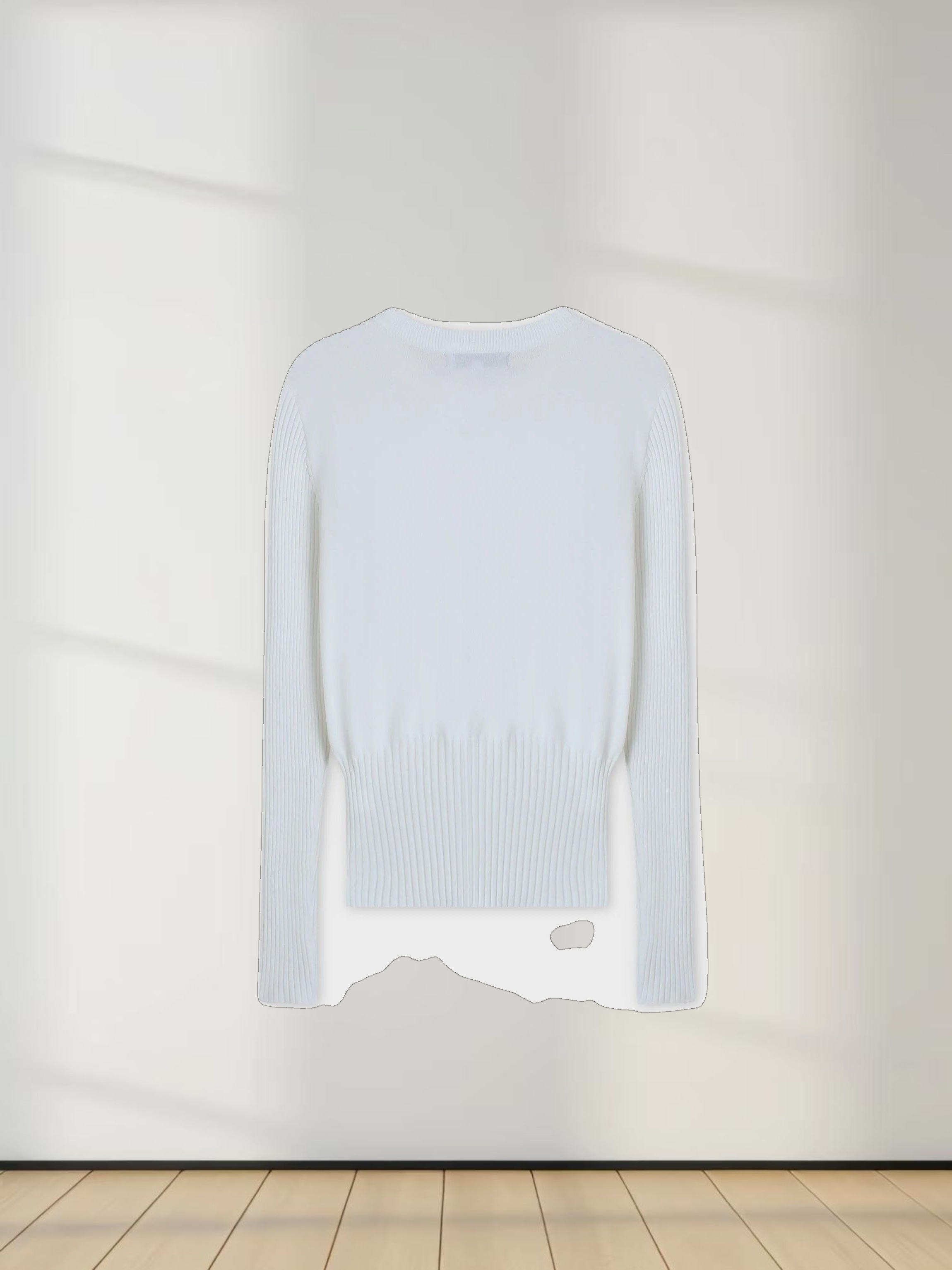 RIBBED WAISTED SWEATER-WHITE