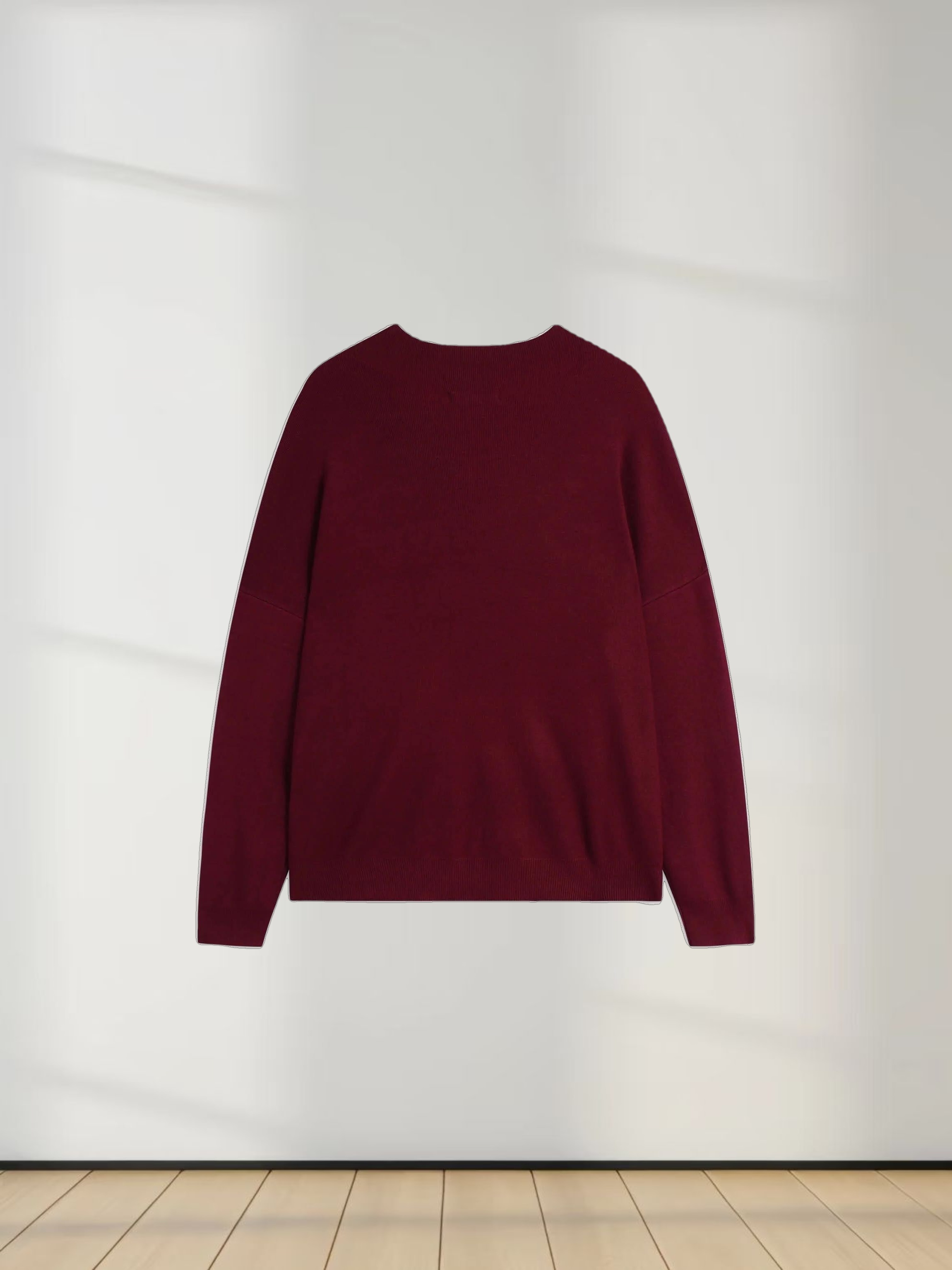 Oversized Soft Knit Sweater-Burgundy
