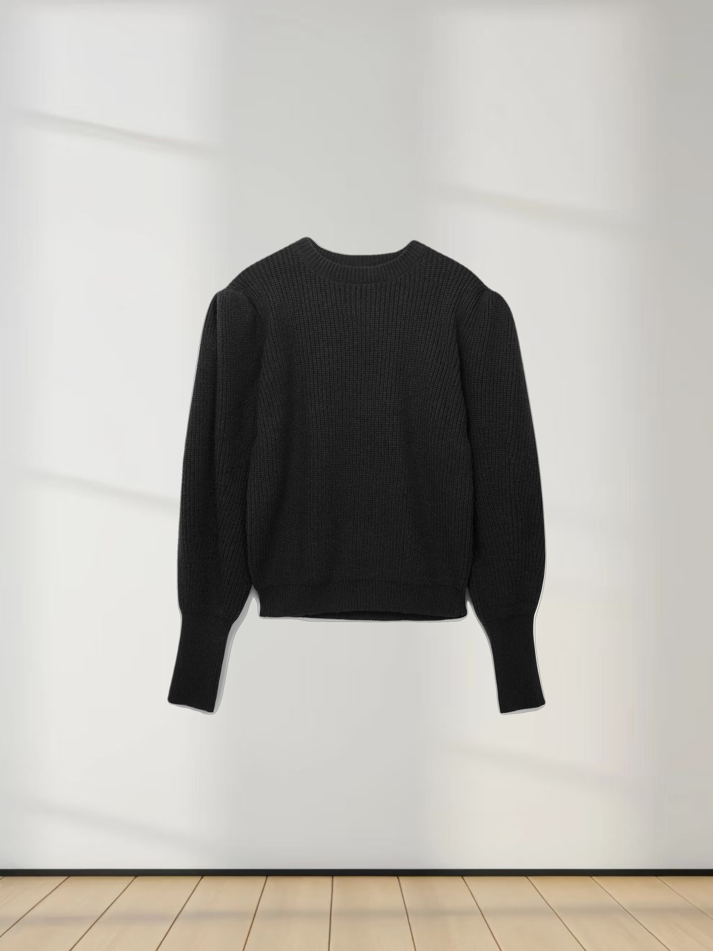 Puff Sleeve Sweater-Black