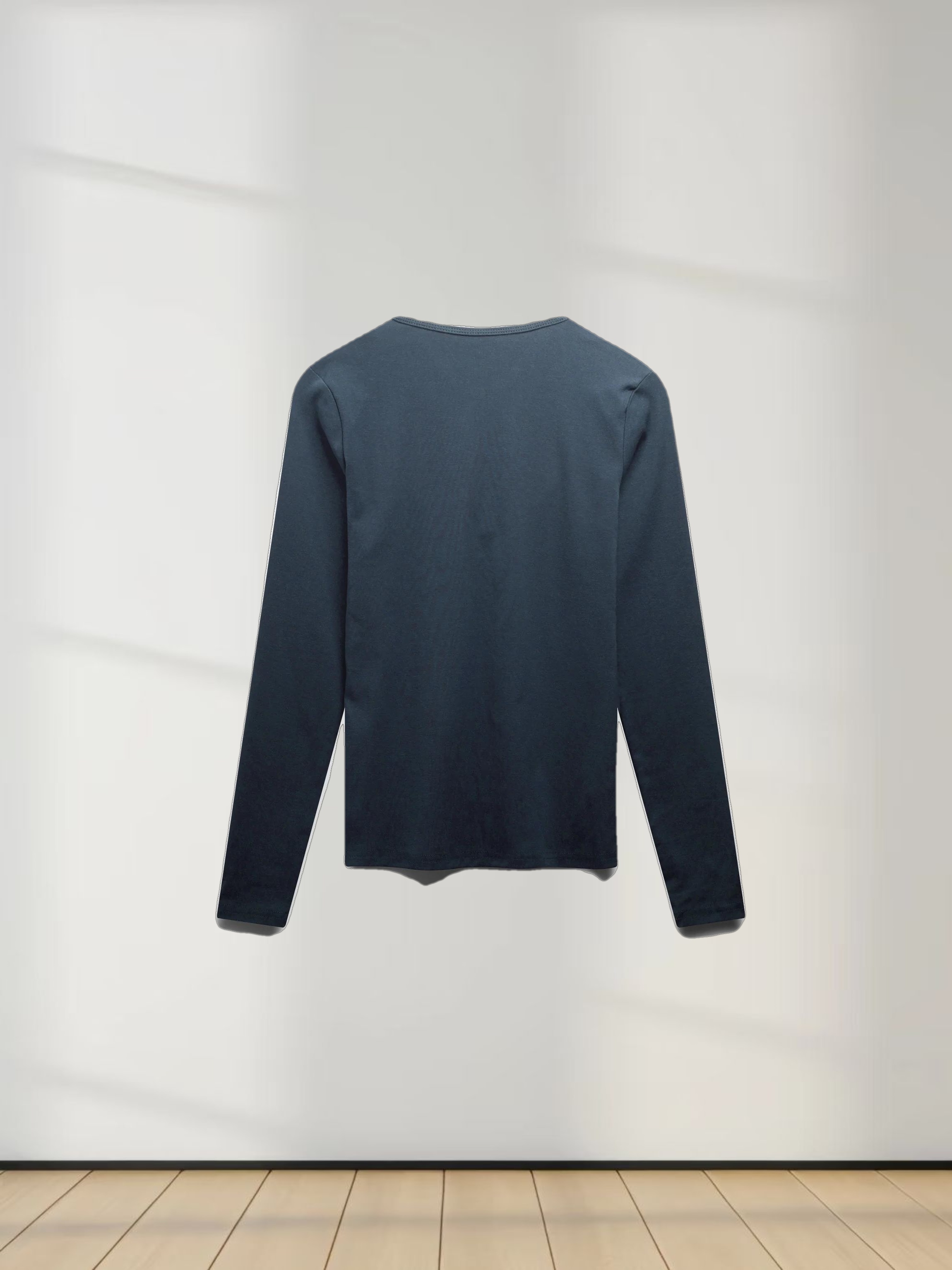 Basic High V Tee Long Sleeve-Deep Navy