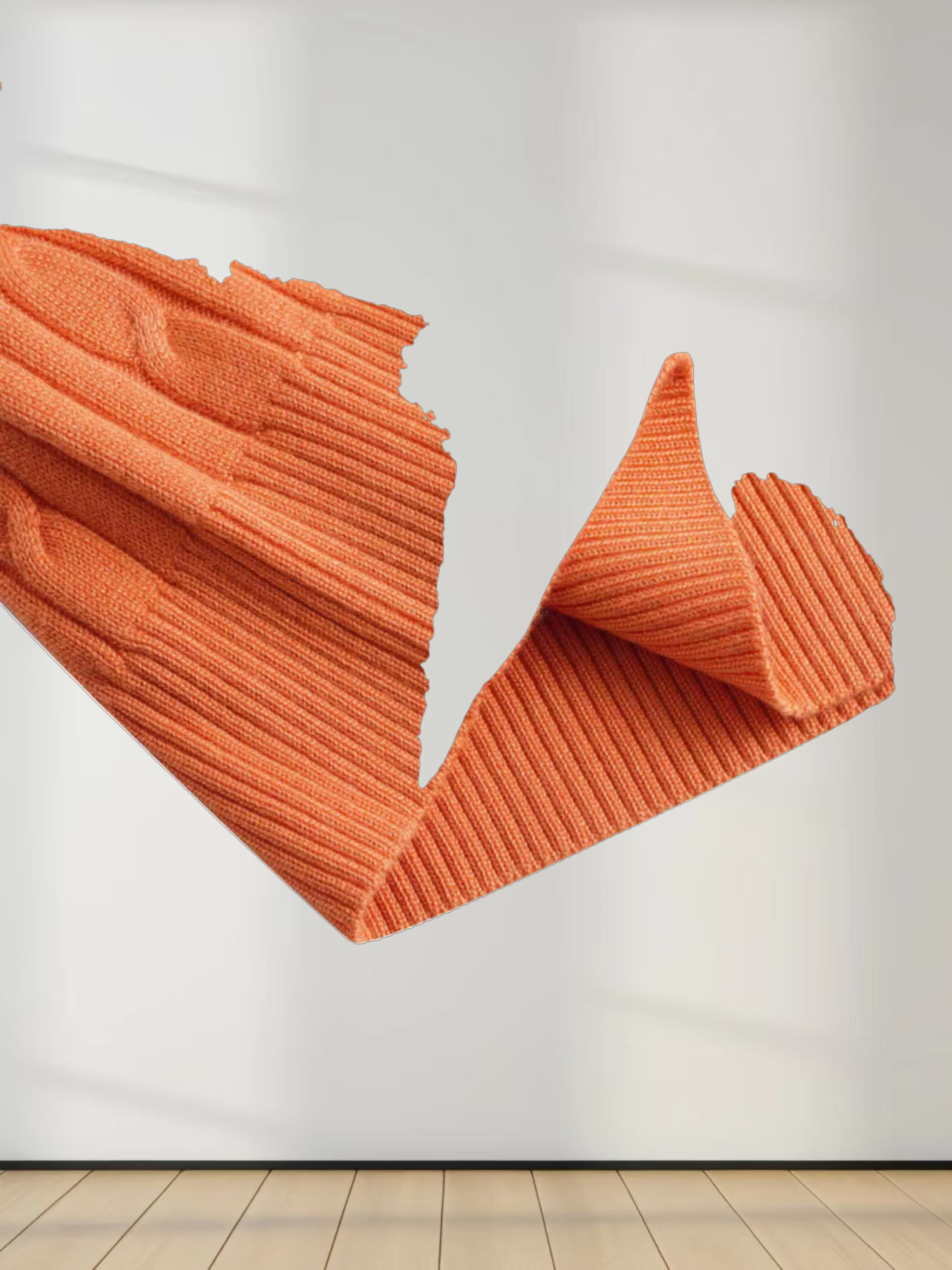 Knit Cable Sweater-Orange