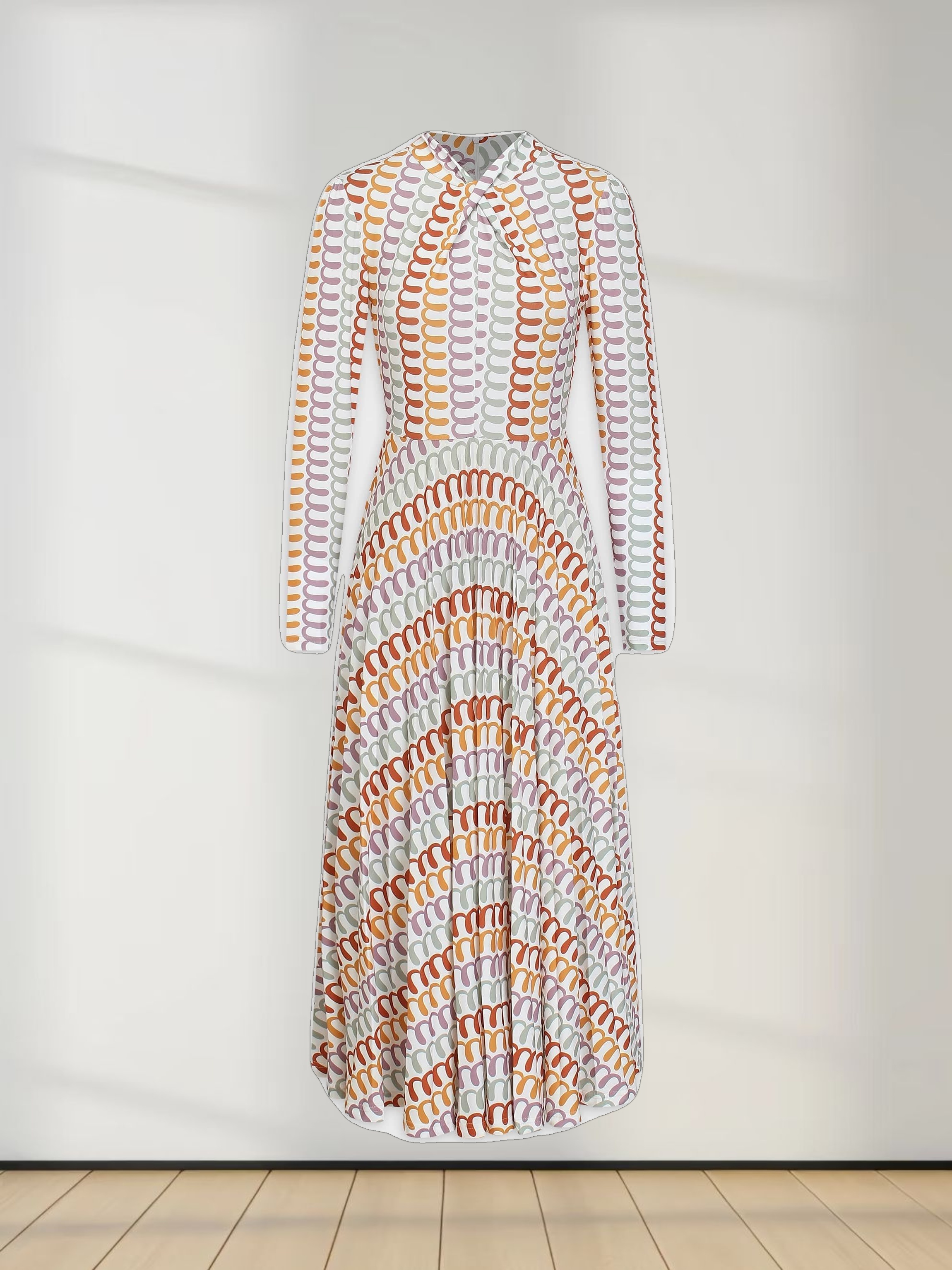 Front Knot Pleat Dress-Ribbon Design