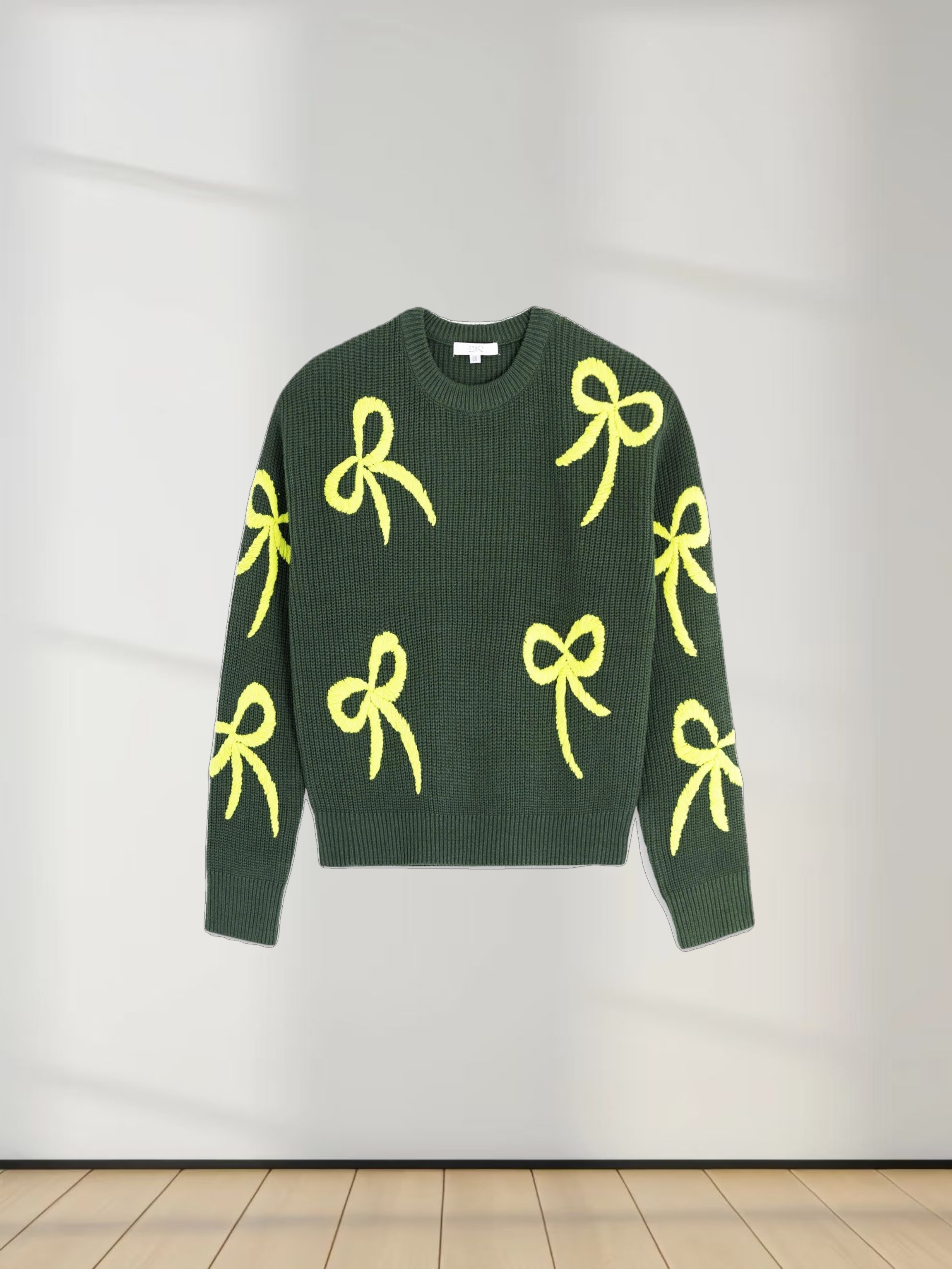 Bow Ribbon Sweater-Green/Lime