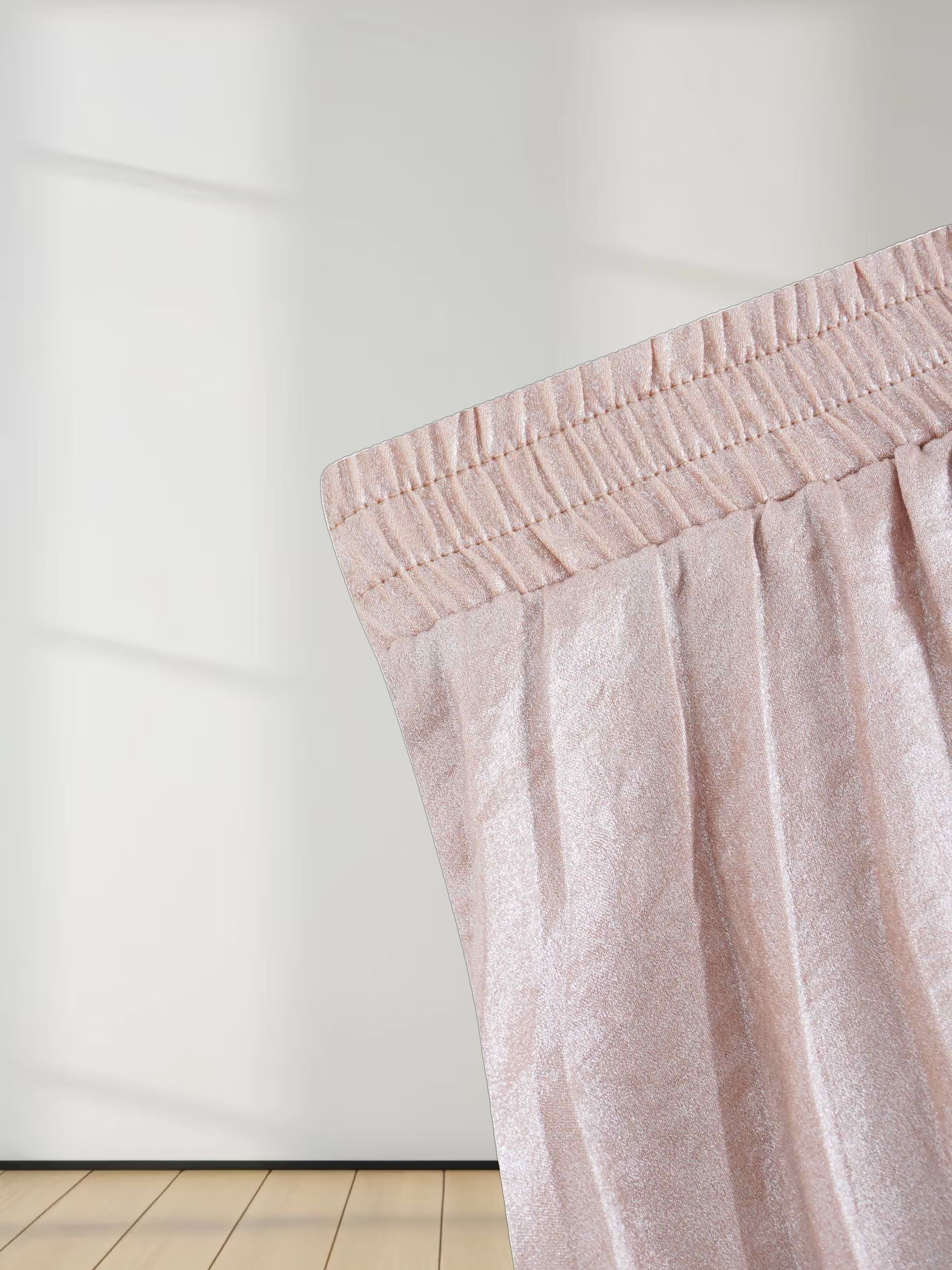 Covered Band Pleated Skirt-Champagne Shimmer
