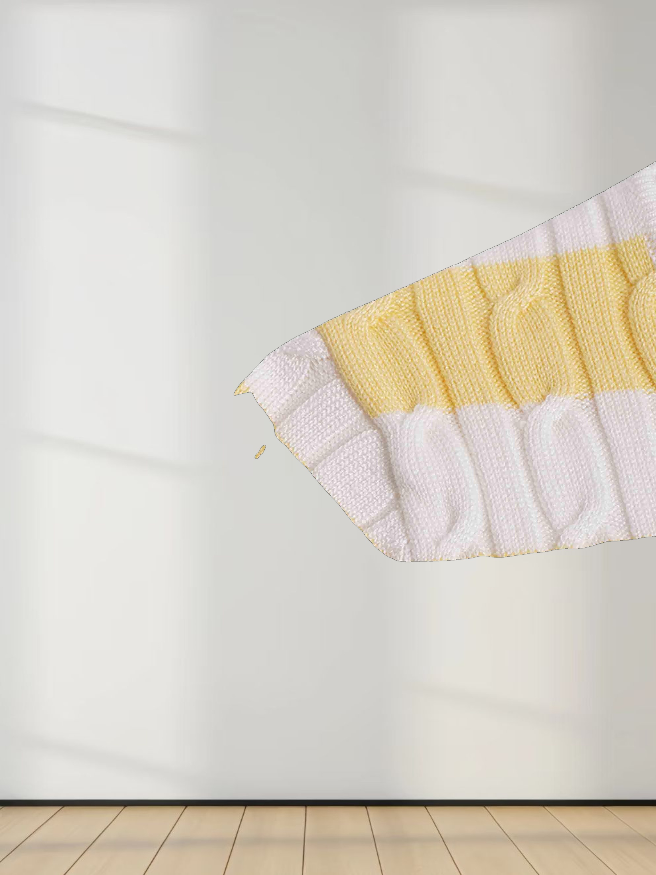 Printed Cable Knit Sweater-Yellow/White Stripe