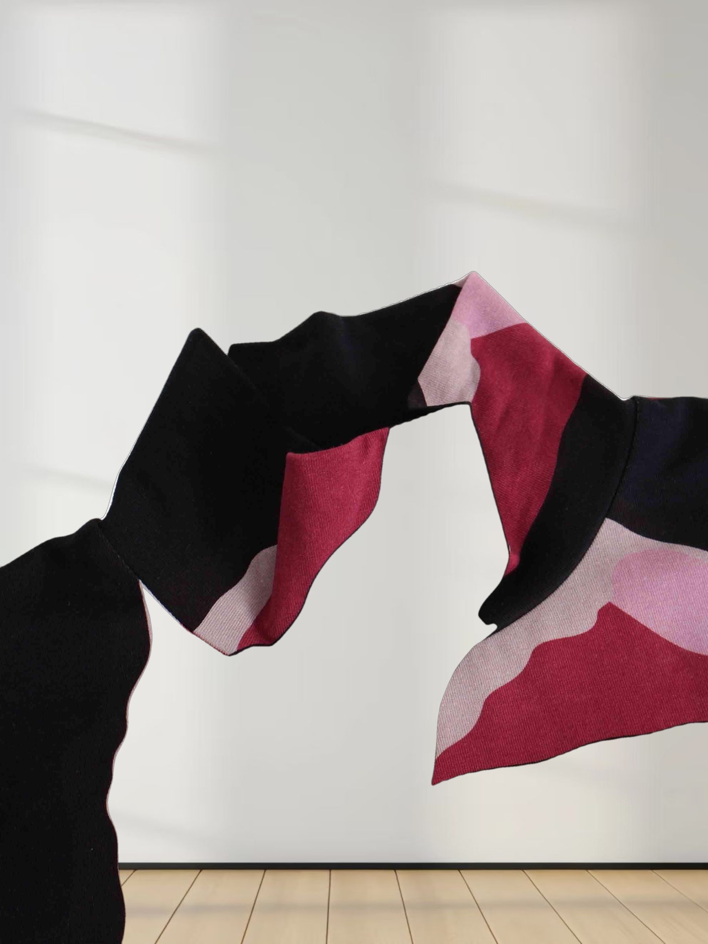 Printed Modal Turtleneck-Pink Lightning