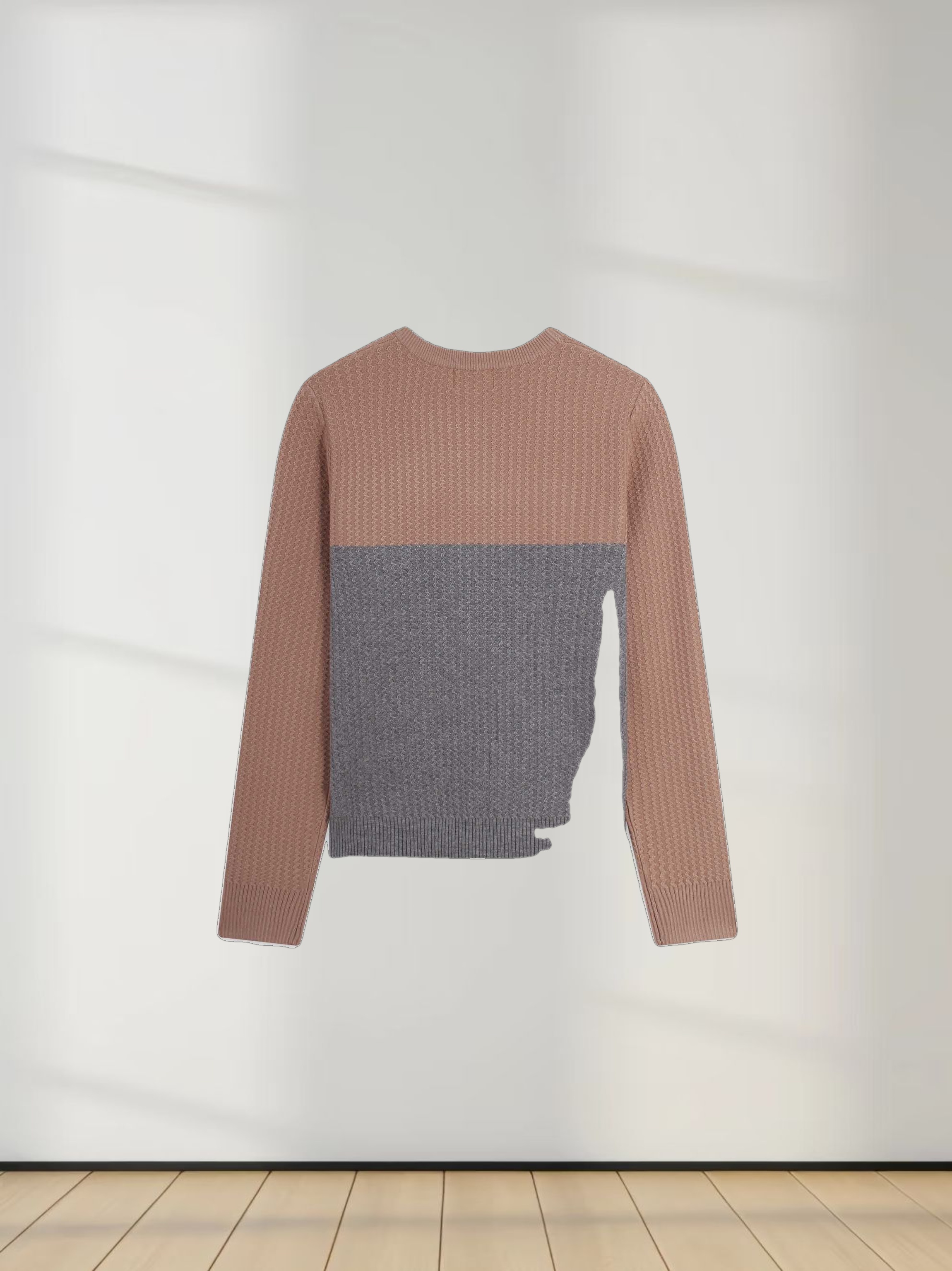 Waffle Wave Sweater-Taupe/Grey