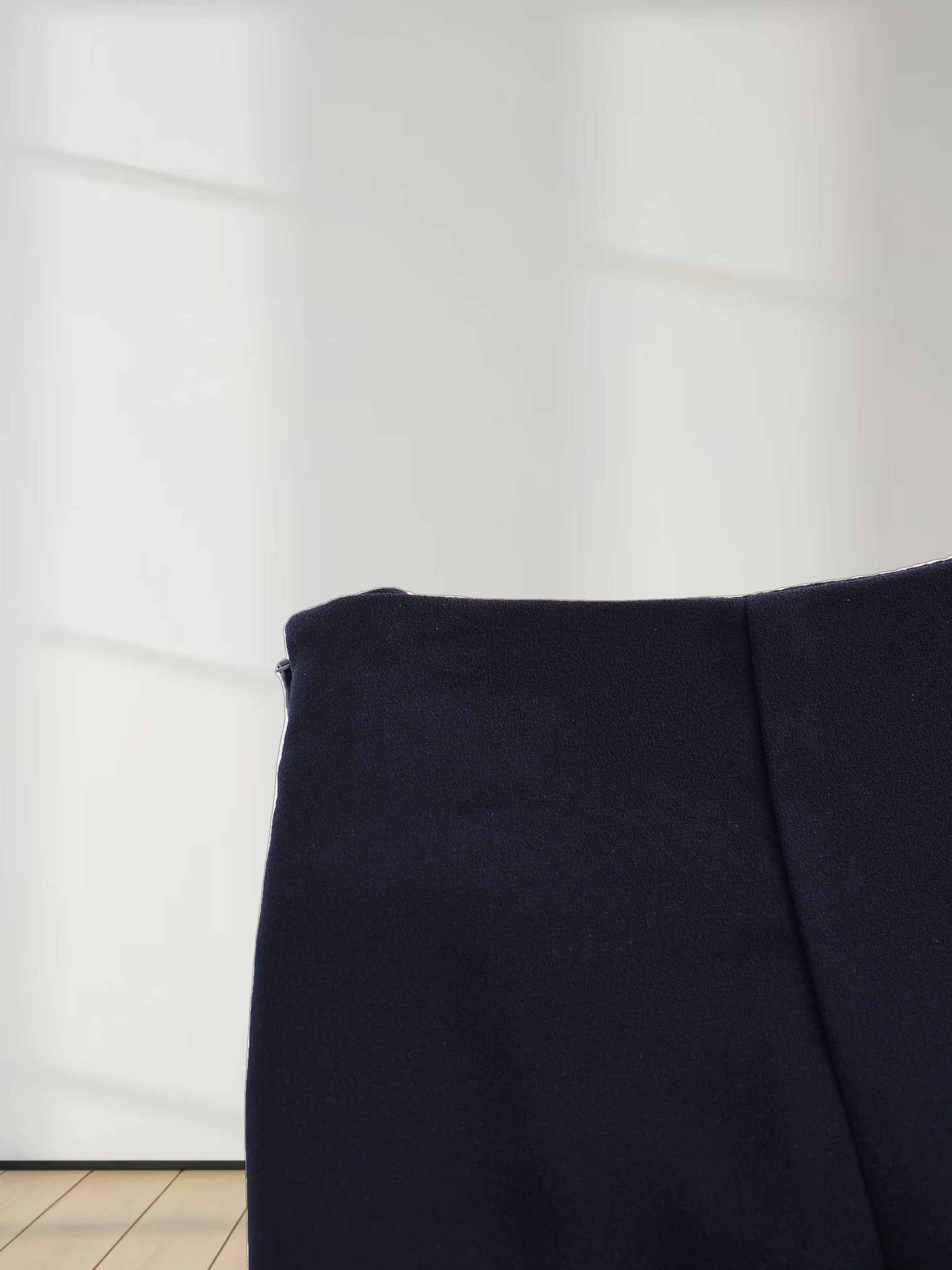 Faux Satin Bottom Flare Skirt-Navy