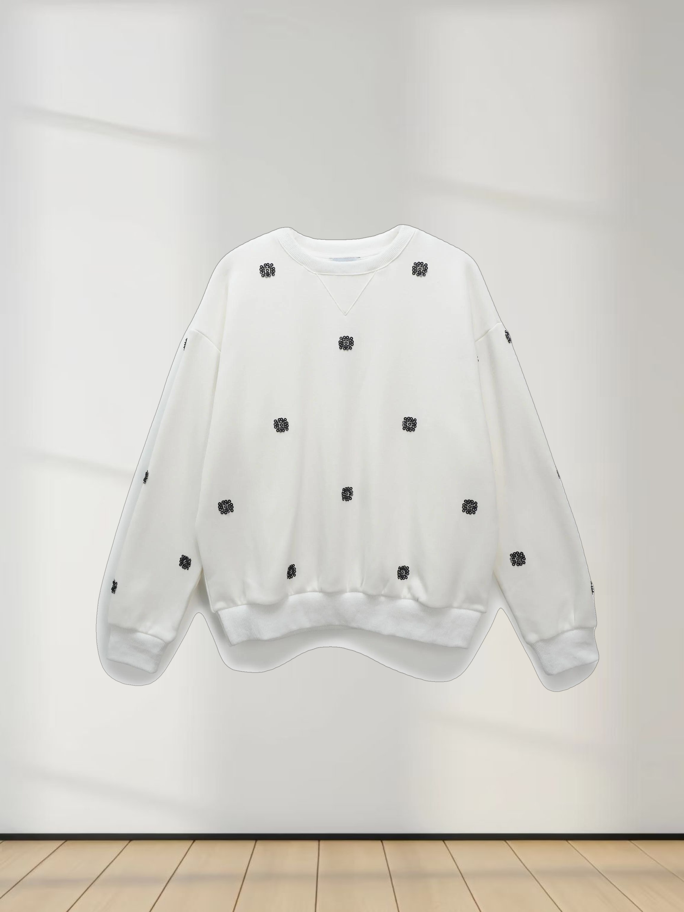 Embellished Sweatshirt-White/Black