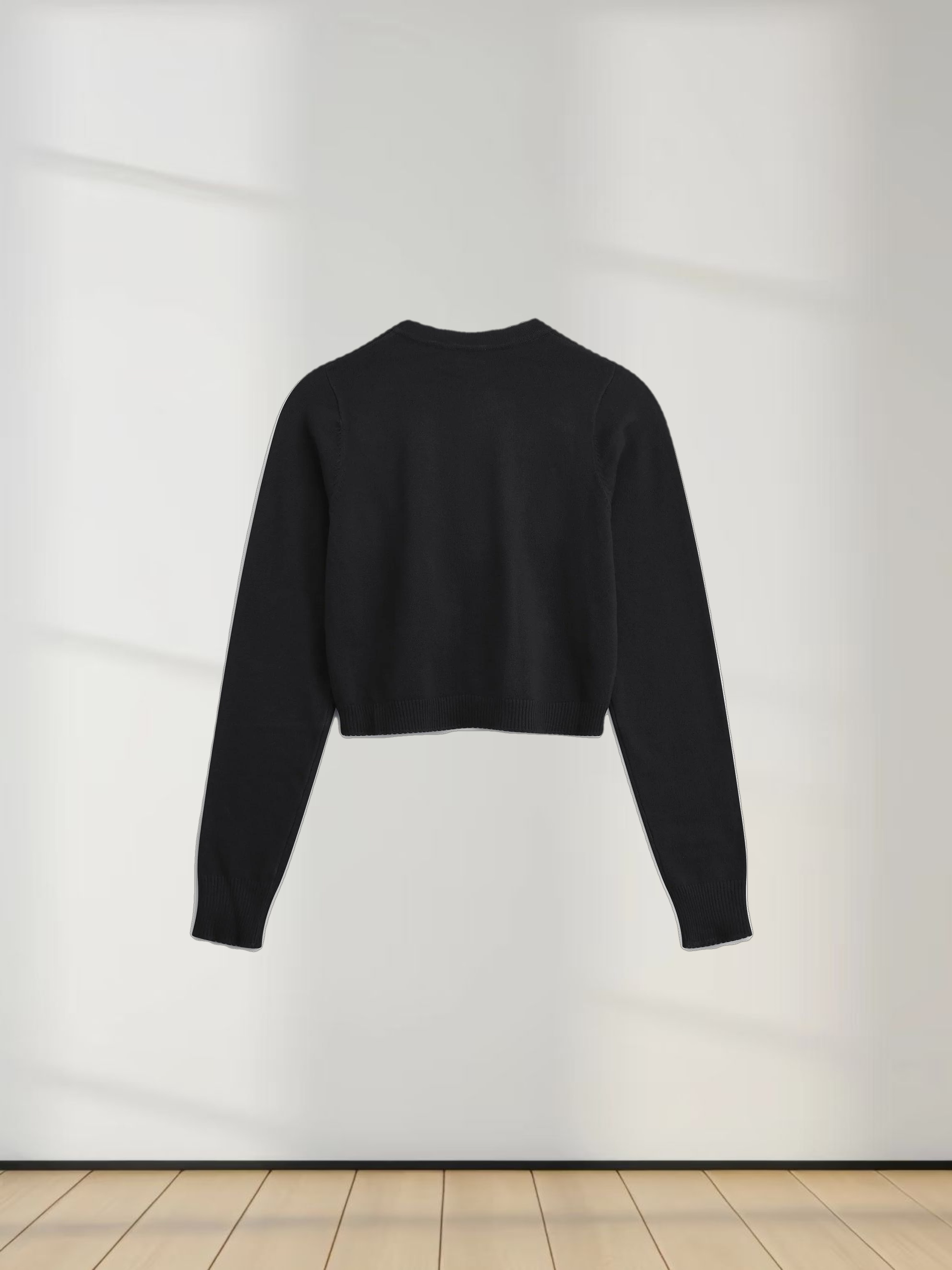 Embellished Cluster Crop Cardigan-Black