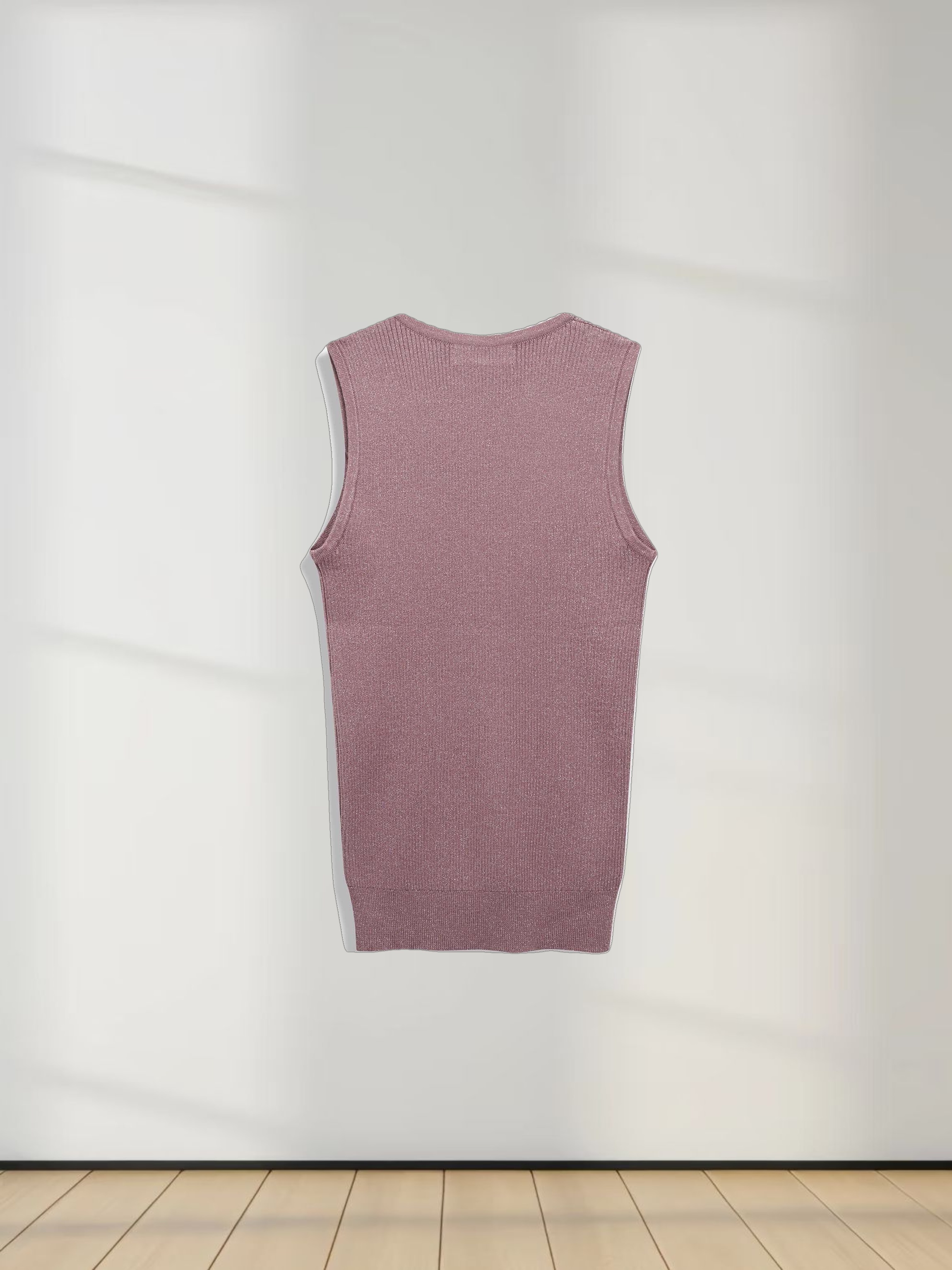 Lurex Sleeveless Sweater-Mauve