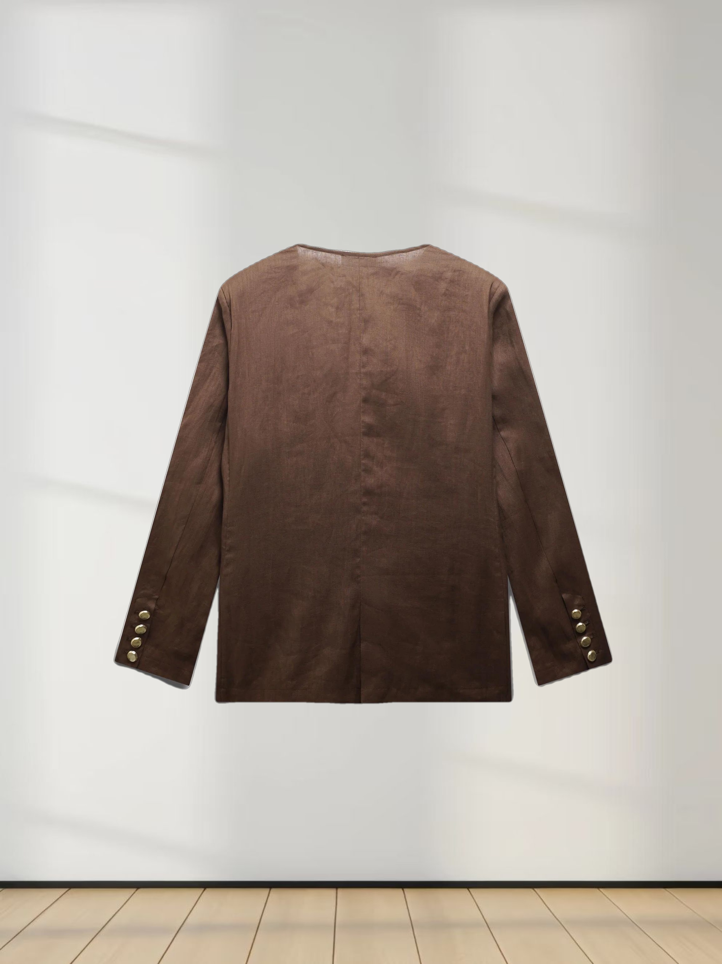 Linen Blazer-Brown