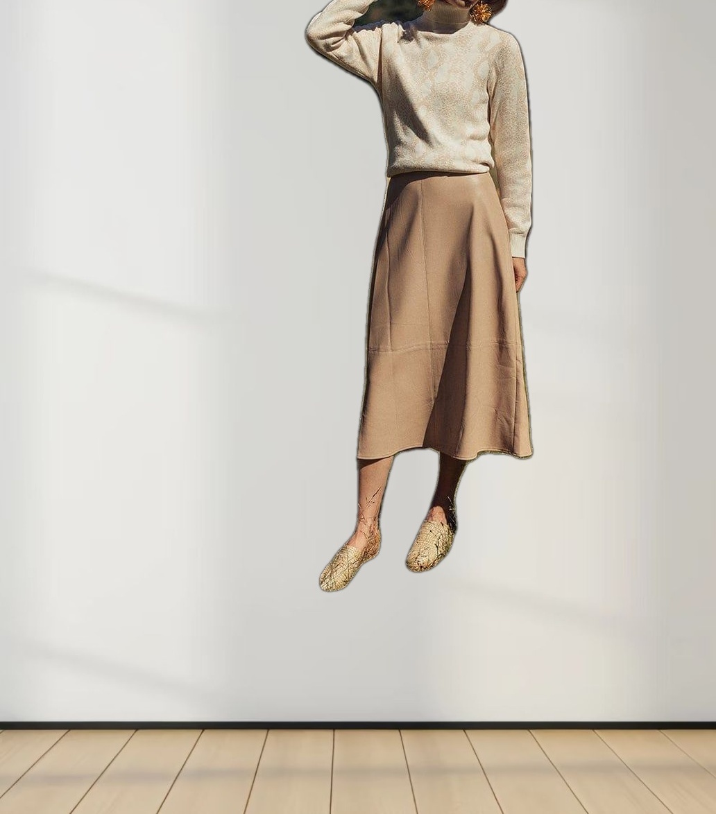 Leather A-Line Skirt-Peach