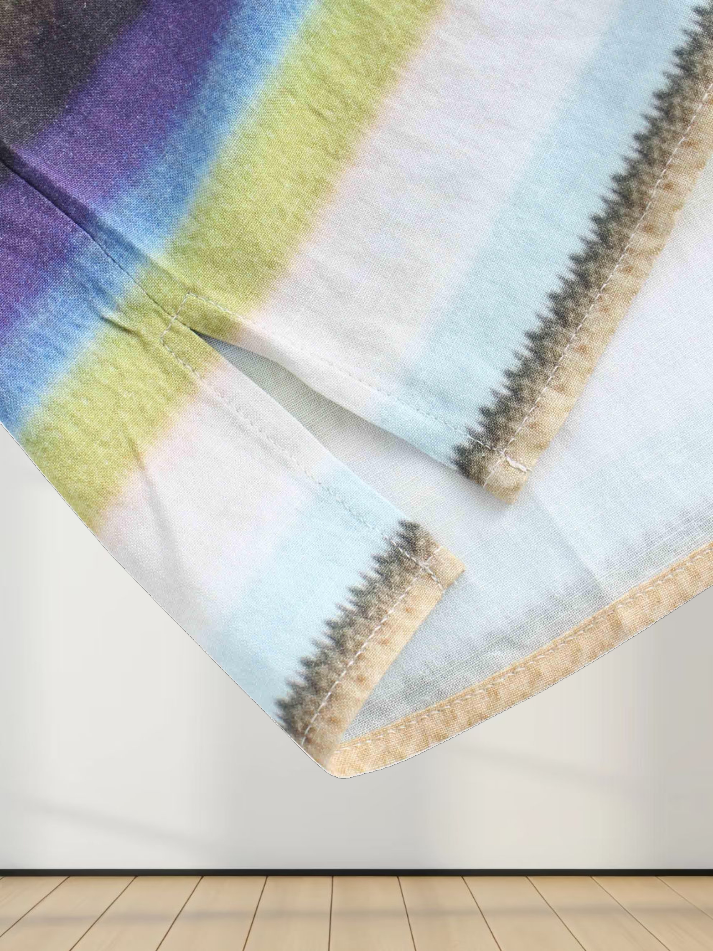 Linen Blend Crop Swing Top-Ombre Stripe