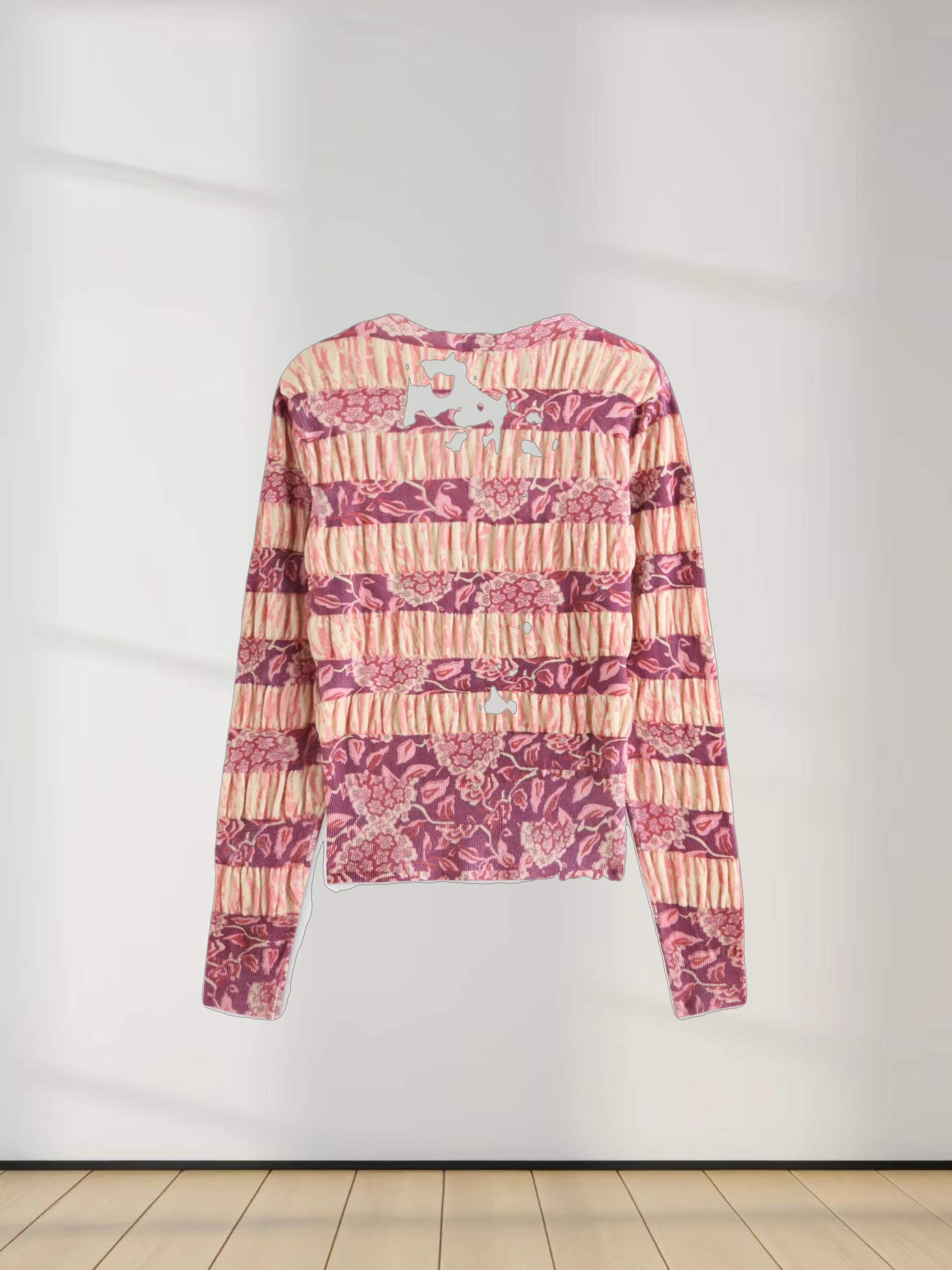 Ruched Sweater-Pink Floral