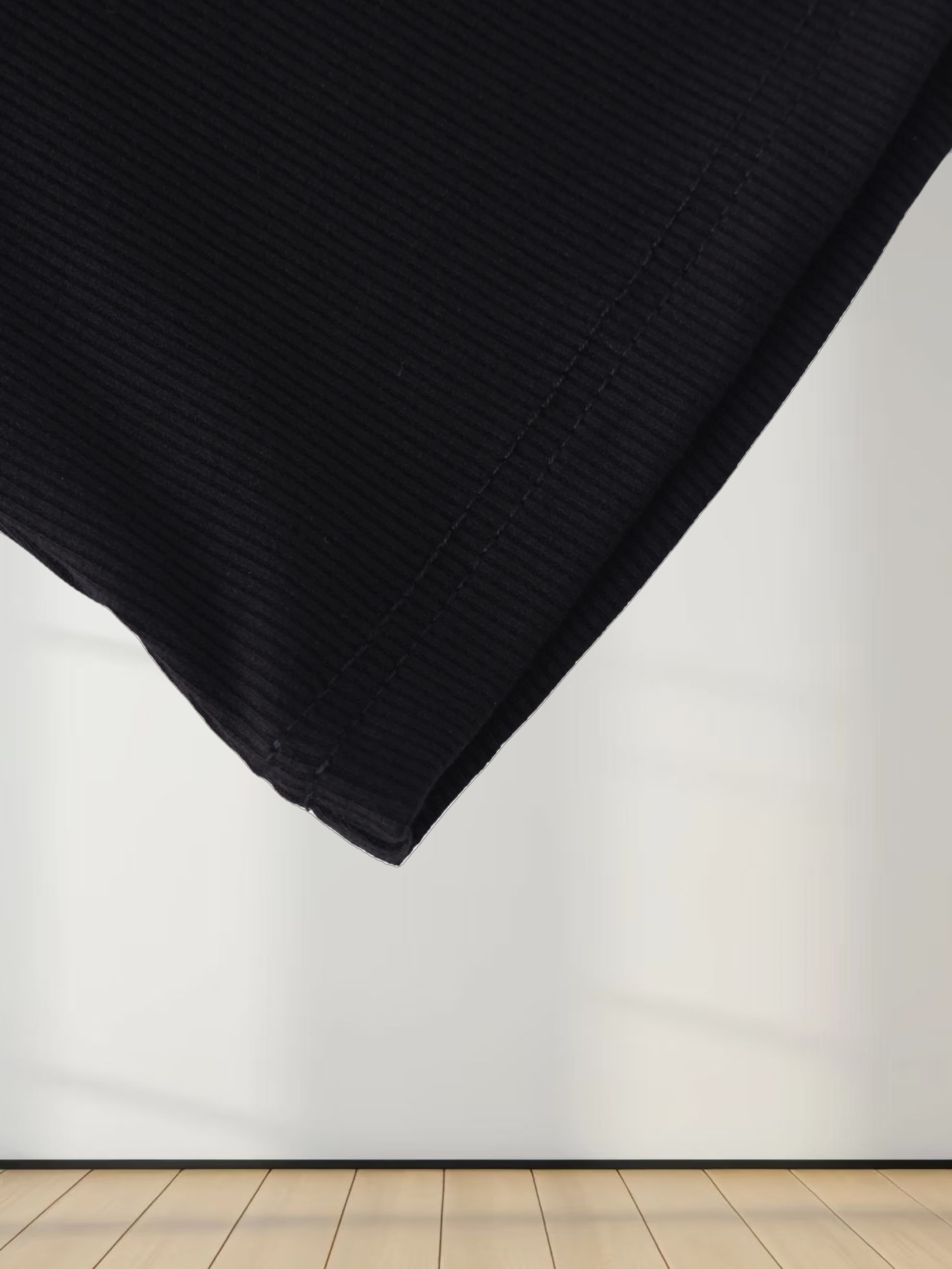 RIBBED HIGH V- LS-BLACK