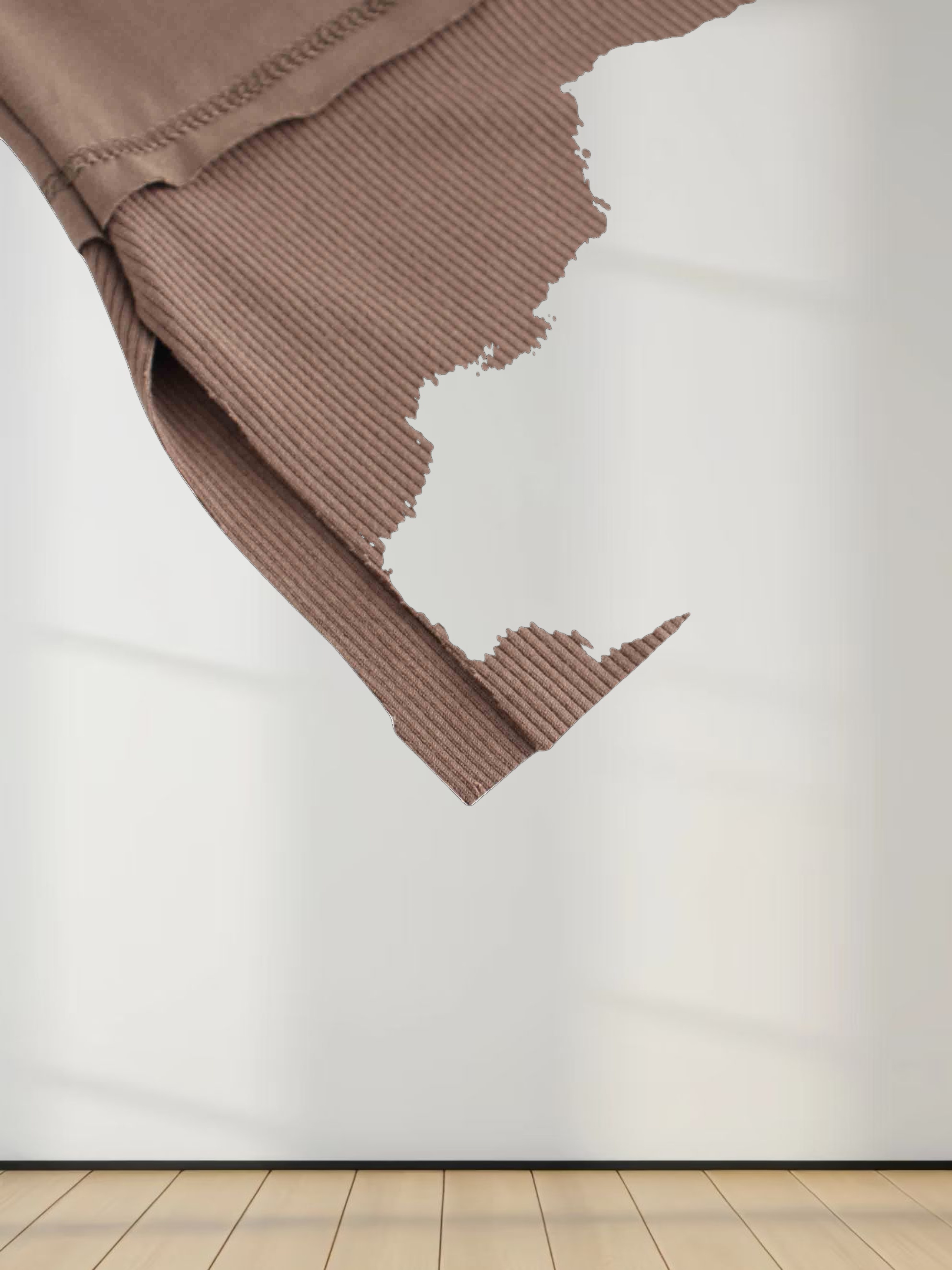 RIBBED BOTTOM T-SHIRT-BROWN