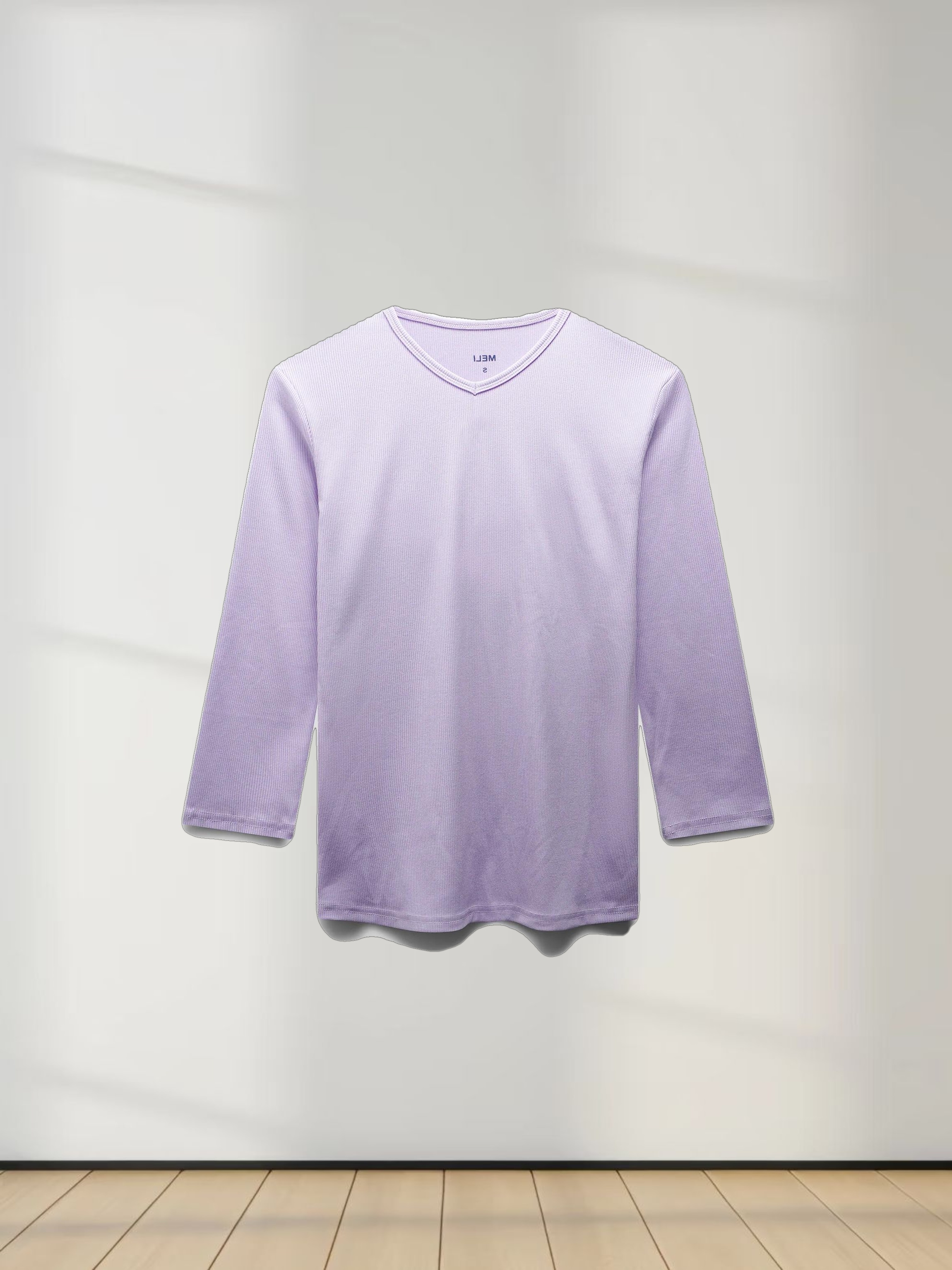 RIBBED HIGH V 3Q-LILAC