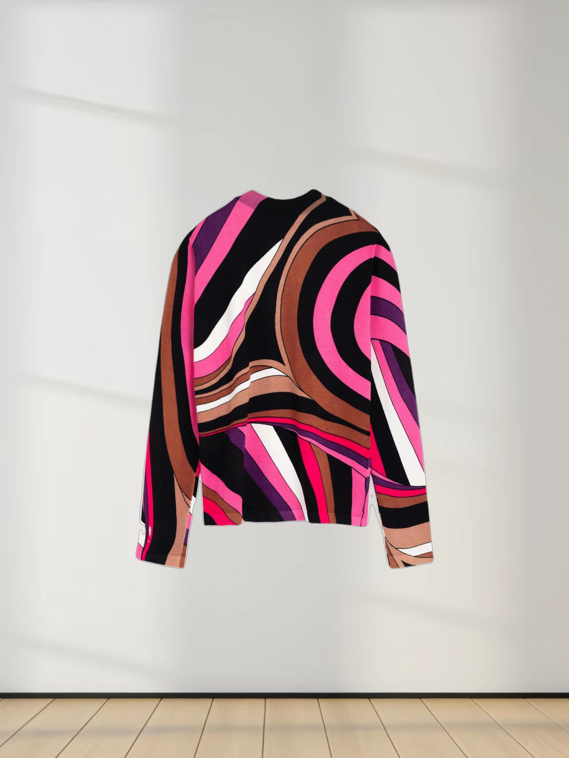 Mock Neck Sweater-Pink Swirl