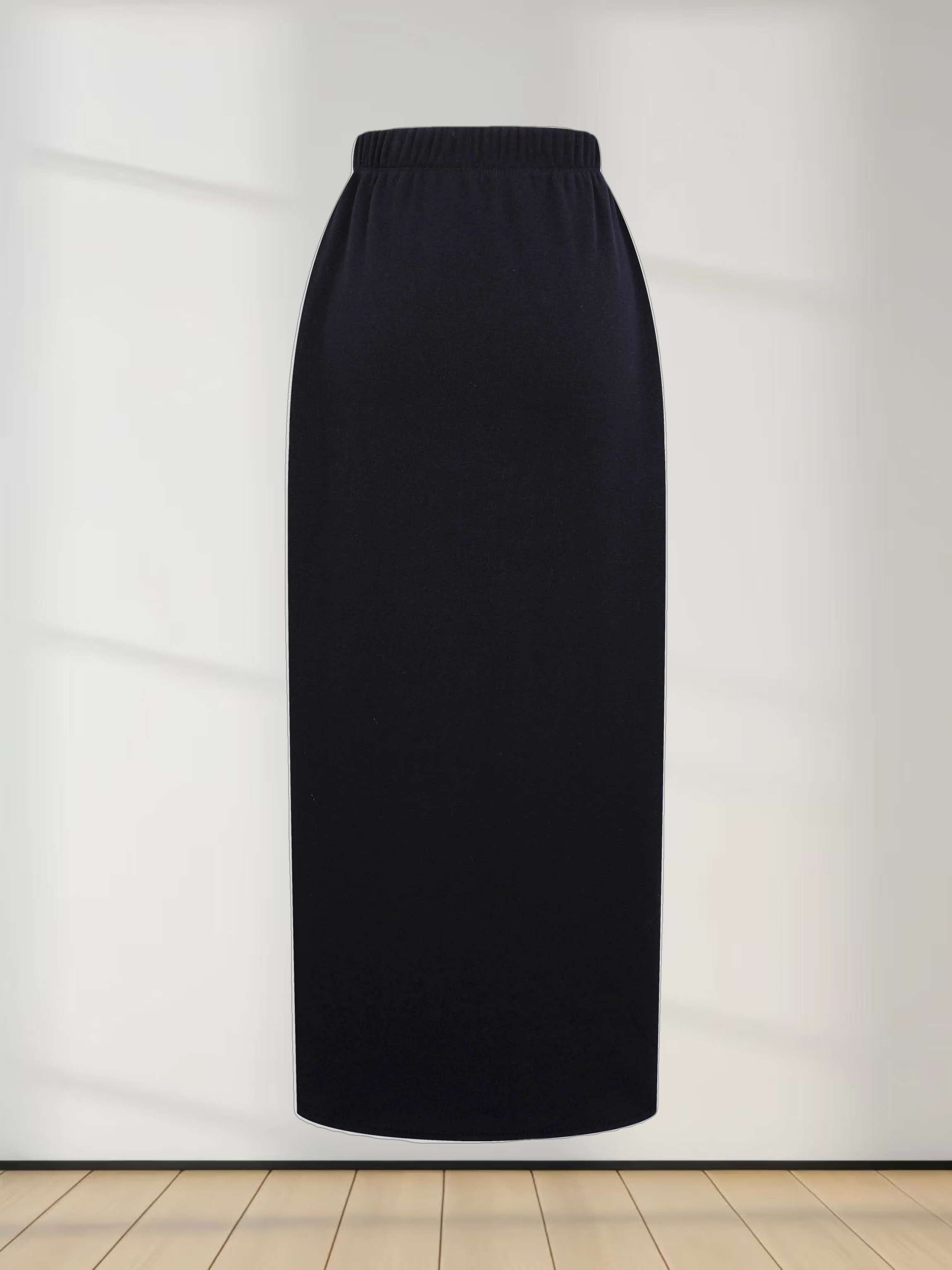 Straight Maxi Sweatshirt Skirt-Black