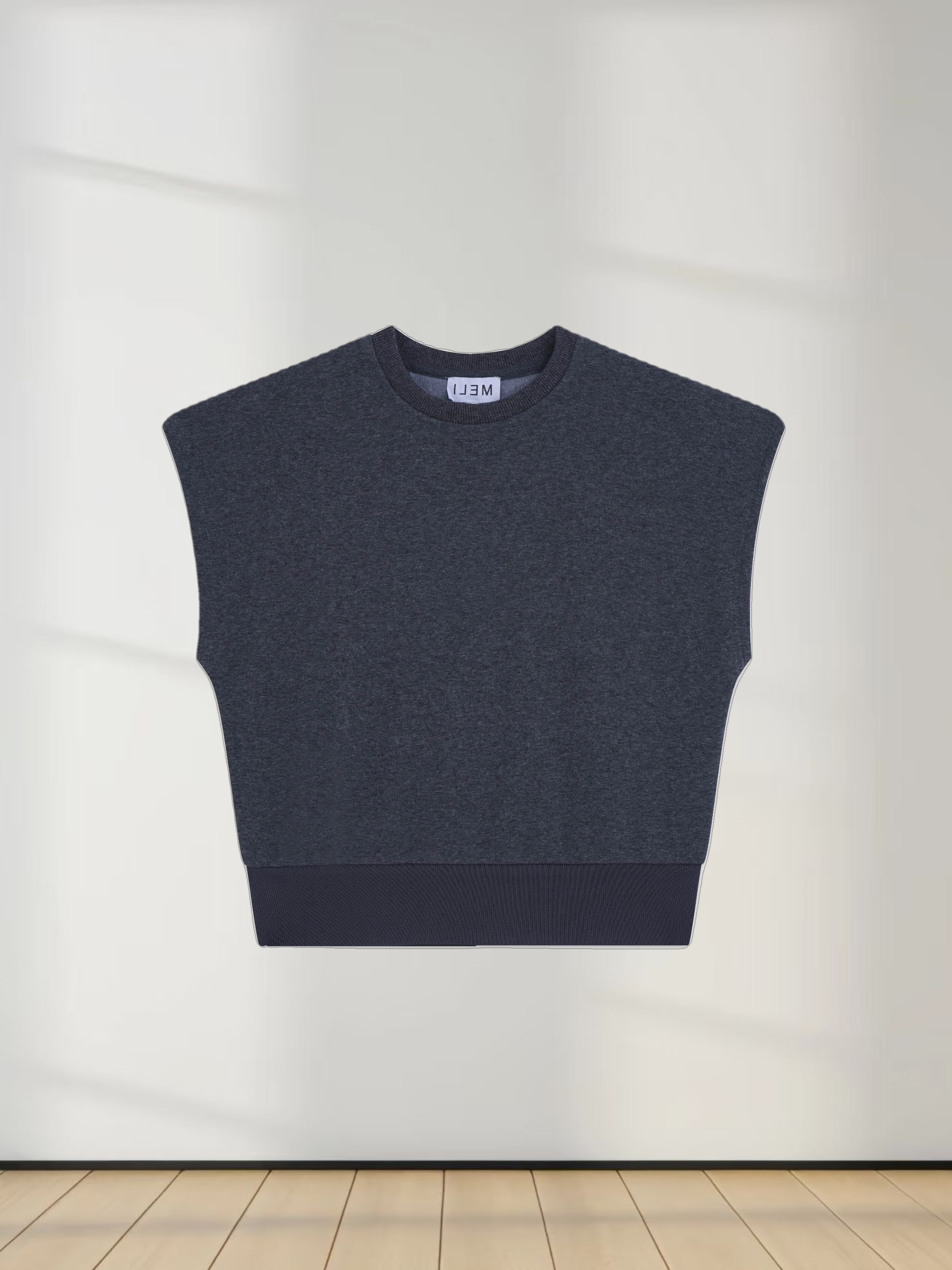 Sweatshirt Crop Vest-Heathered Grey