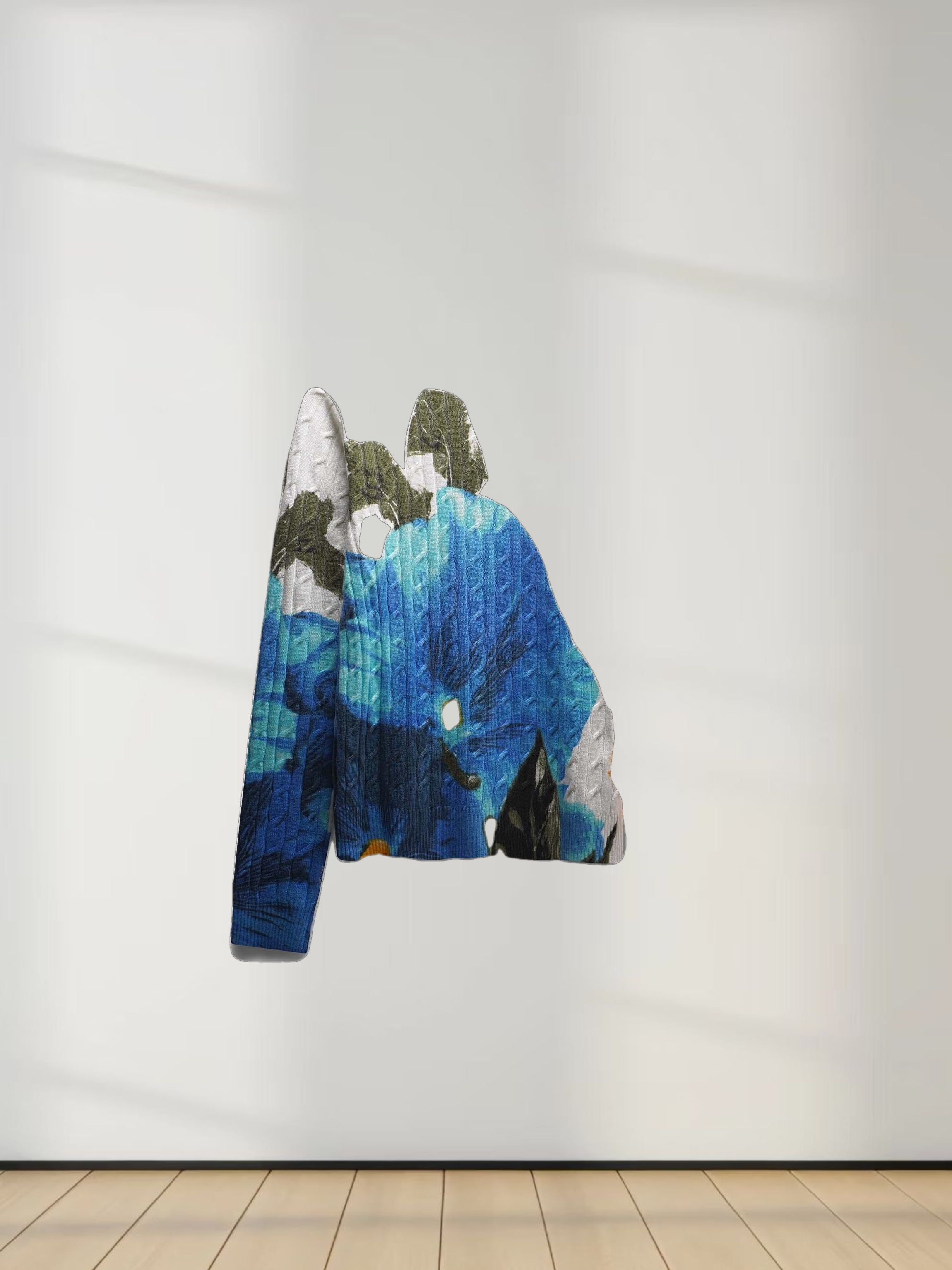 Printed Cable Knit Sweater-Bold Floral