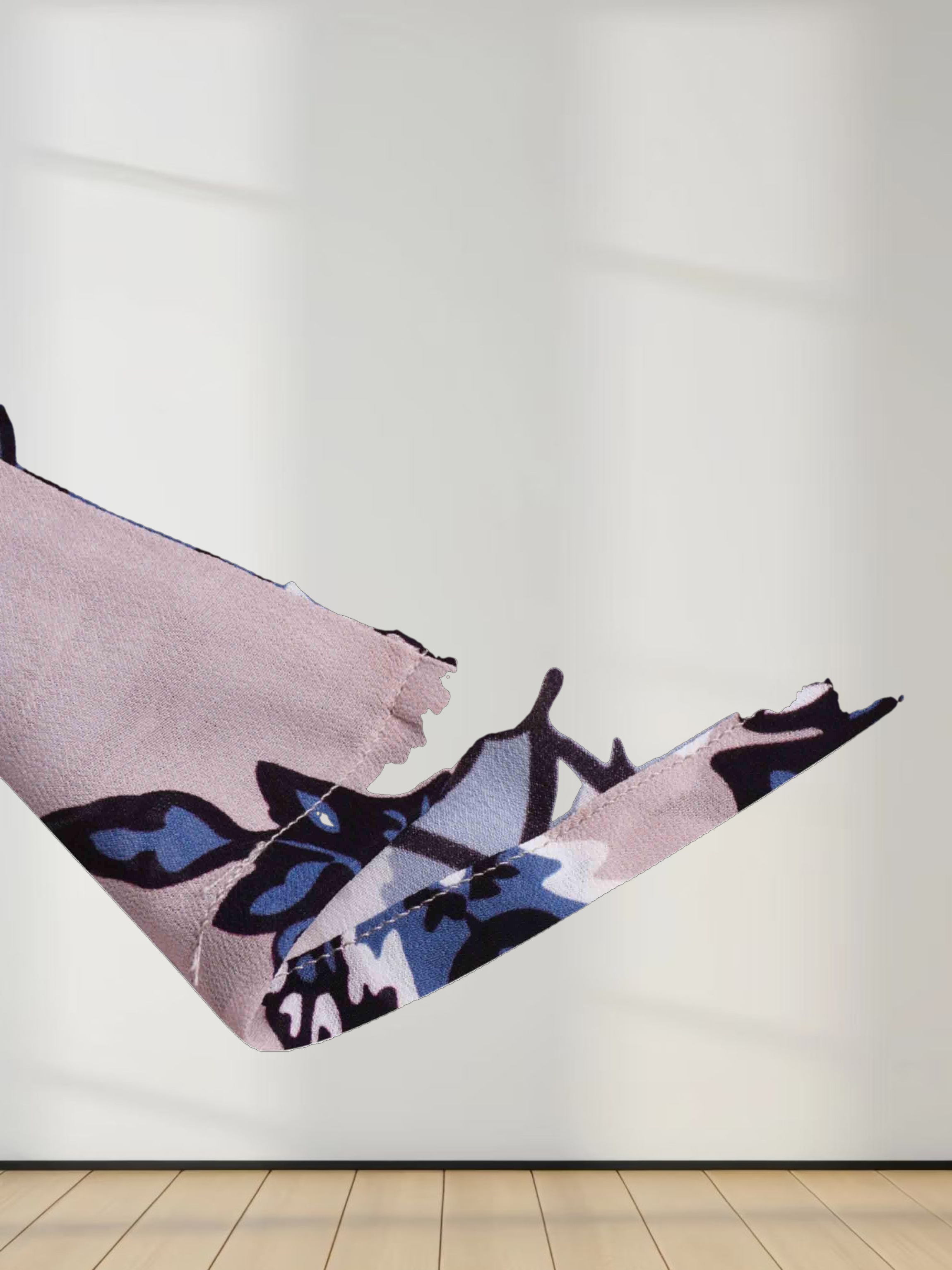 Box Pleated Chiffon Skirt-Blue/Taupe Paisley