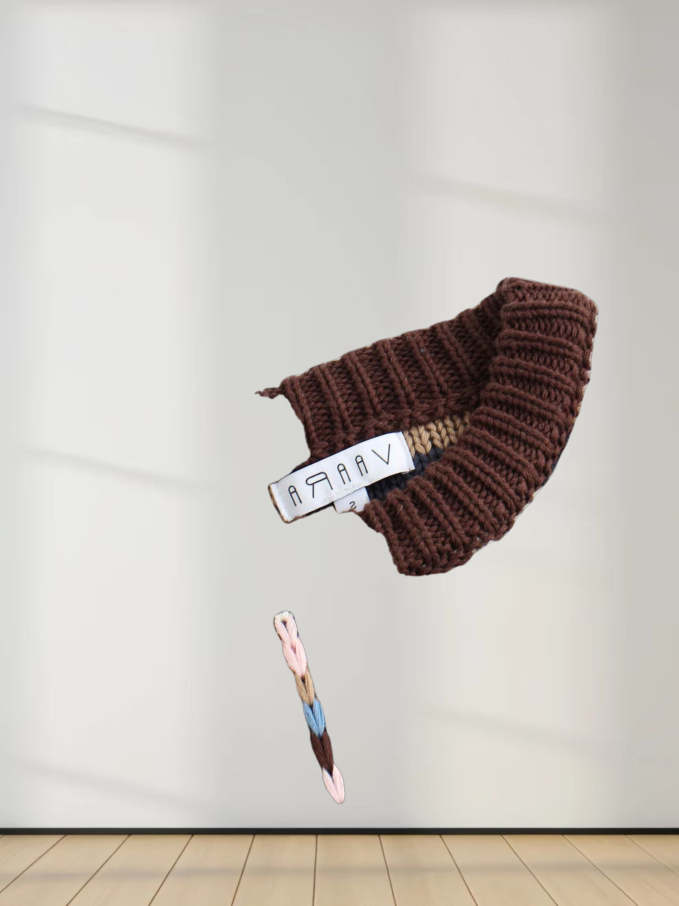 Overstitch Detail Striped Sweater-Brown