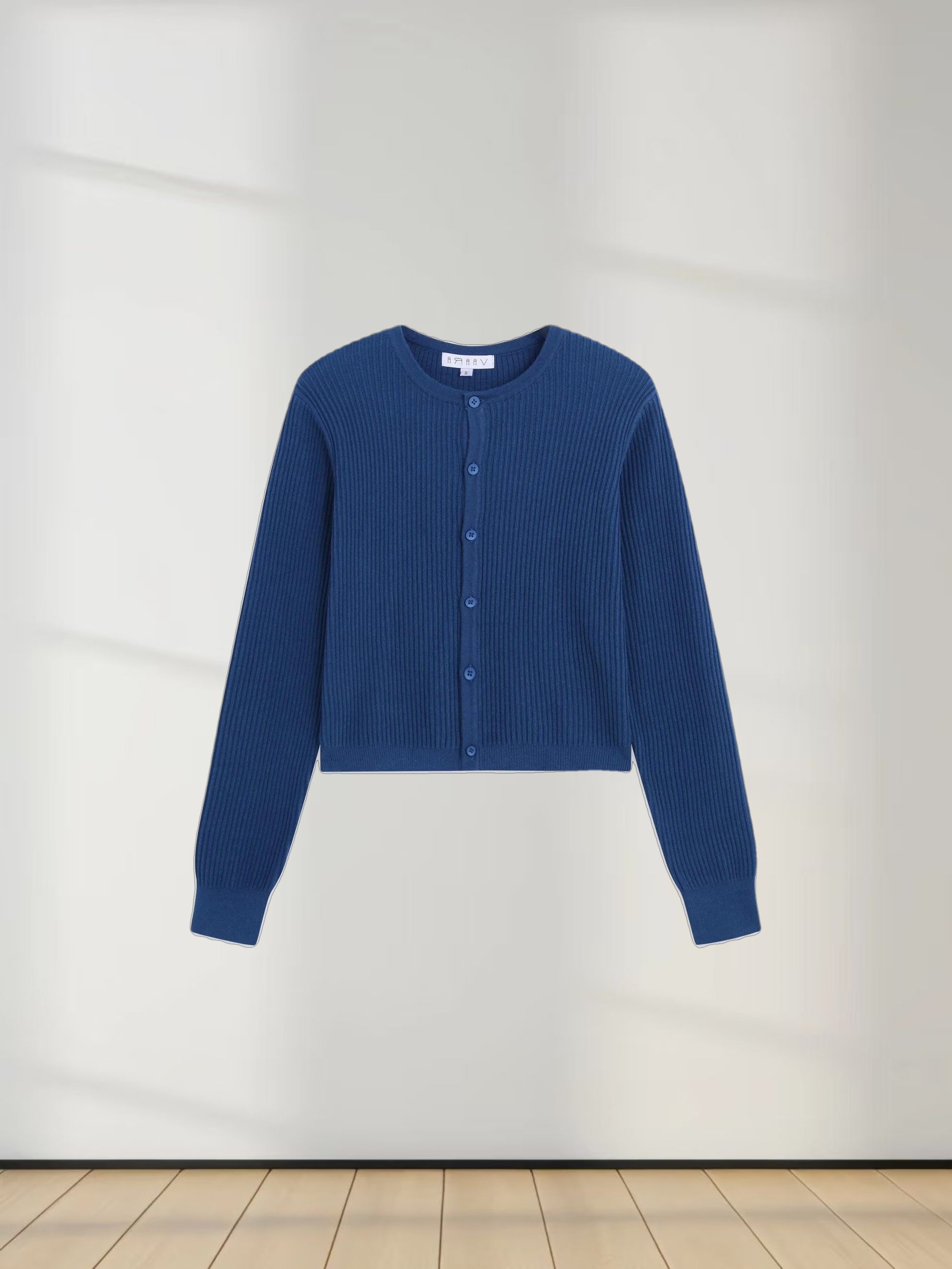 Button Down Ribbed Cardigan-Mallard Blue