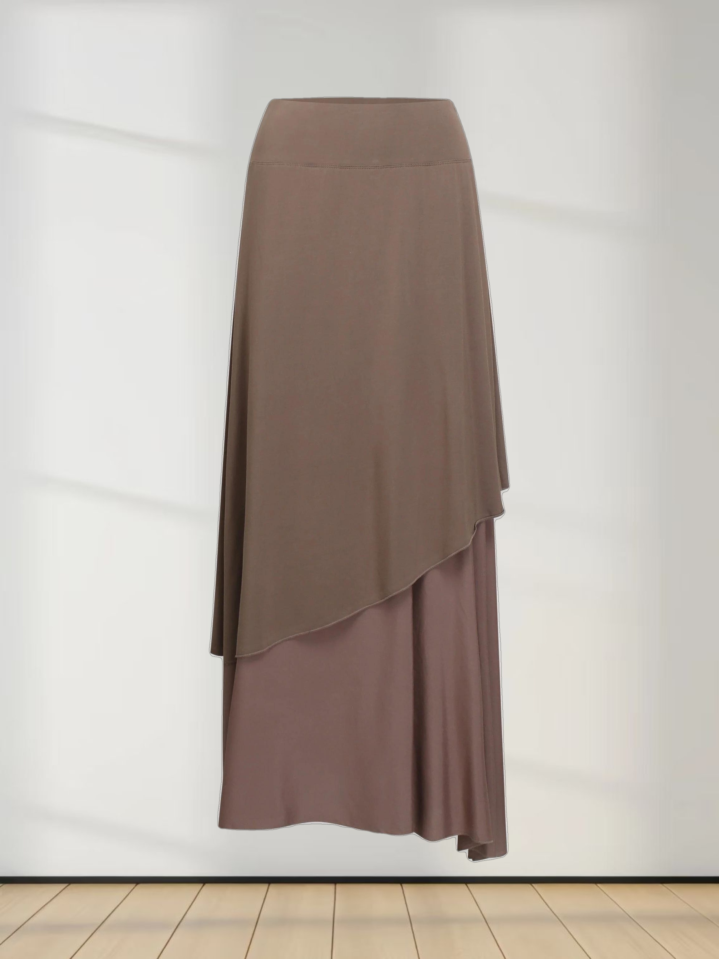 DOUBLE LAYER SKIRT-BROWN