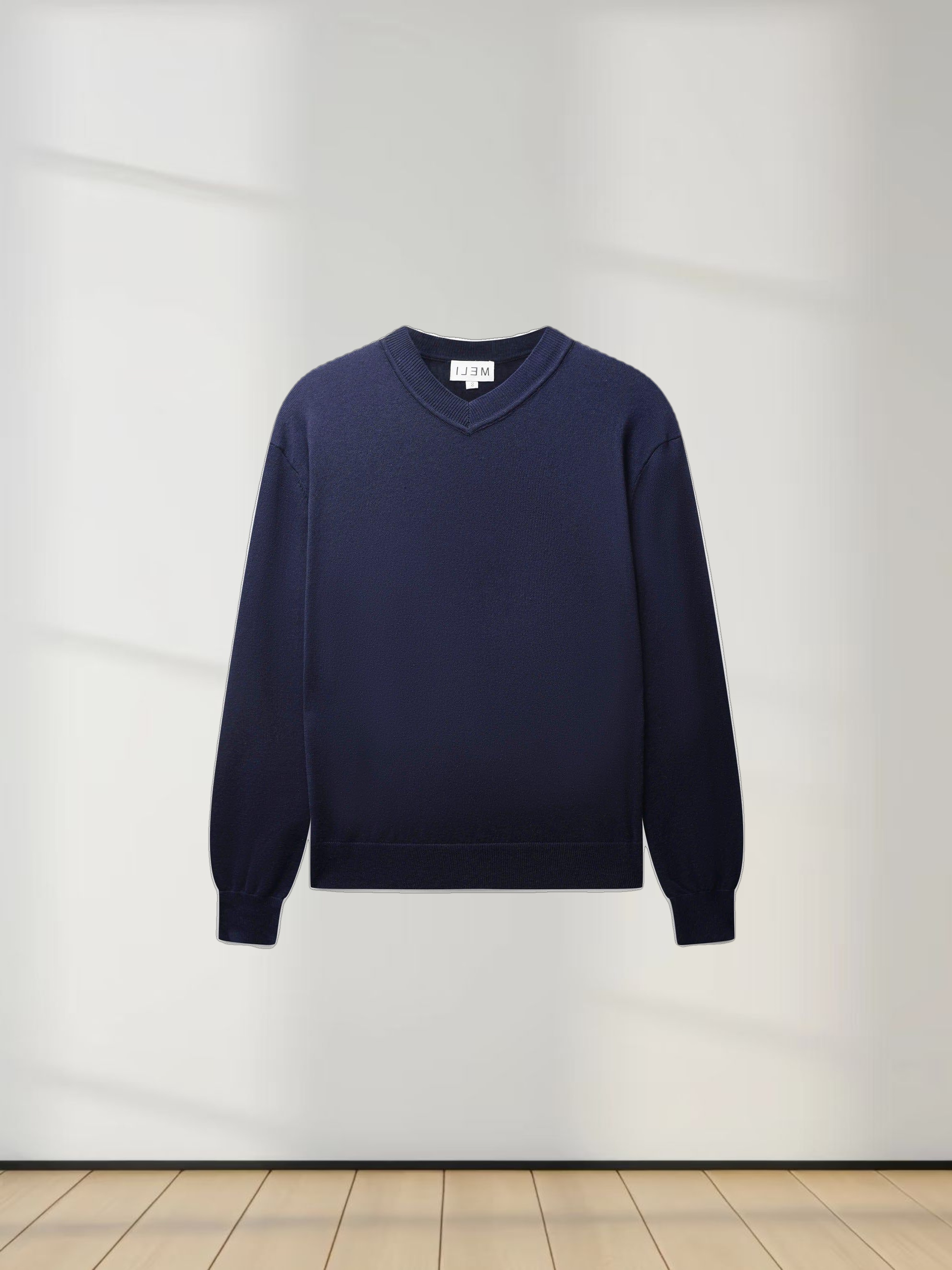 High V Lightweight Sweater-Navy