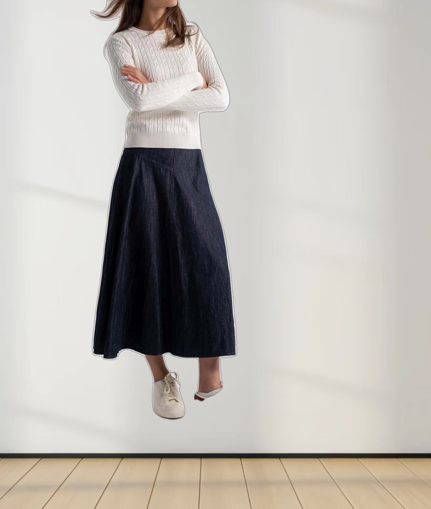 Knit Cable Sweater-White