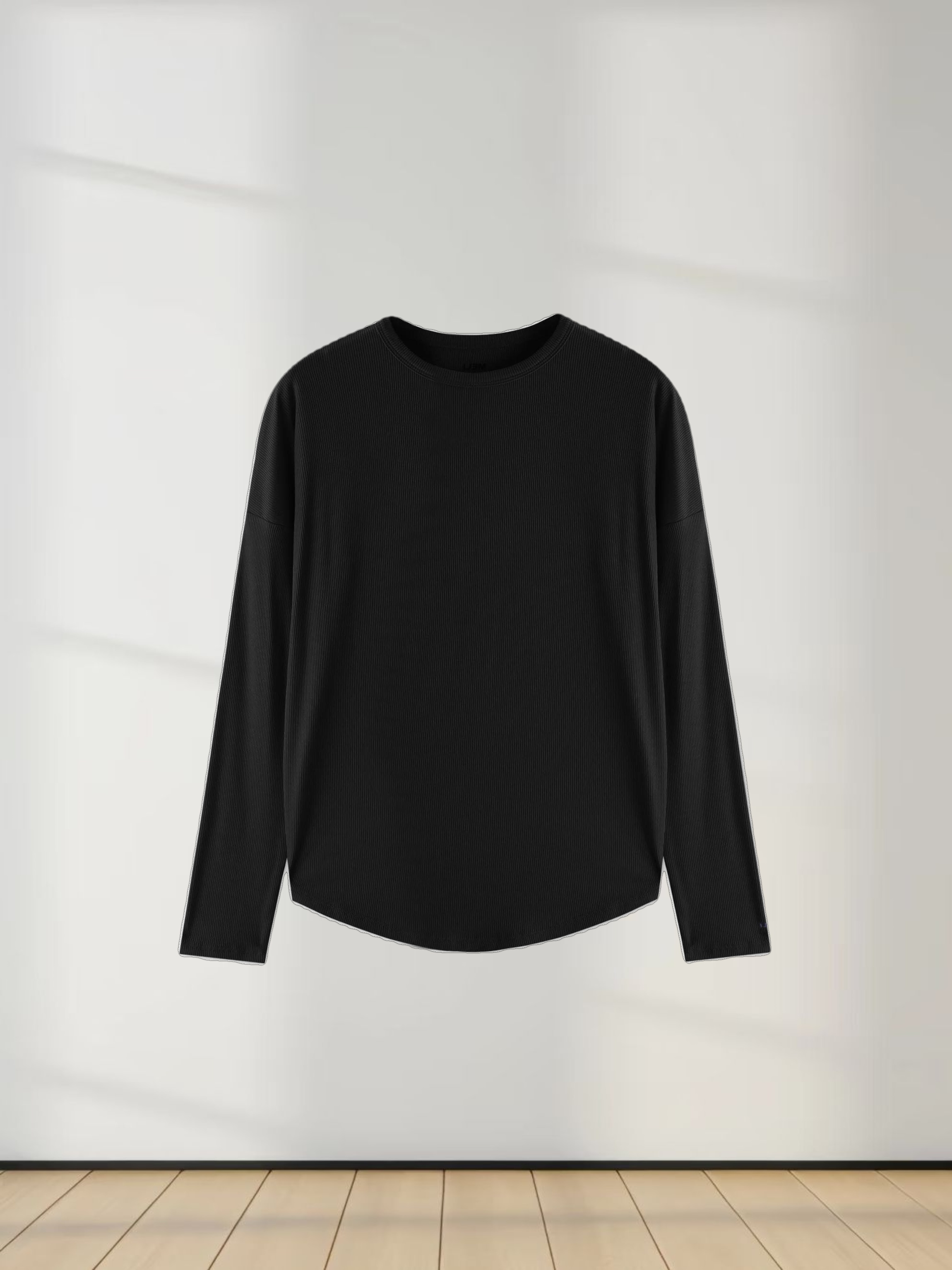 Ribbed Swing Tee-Black