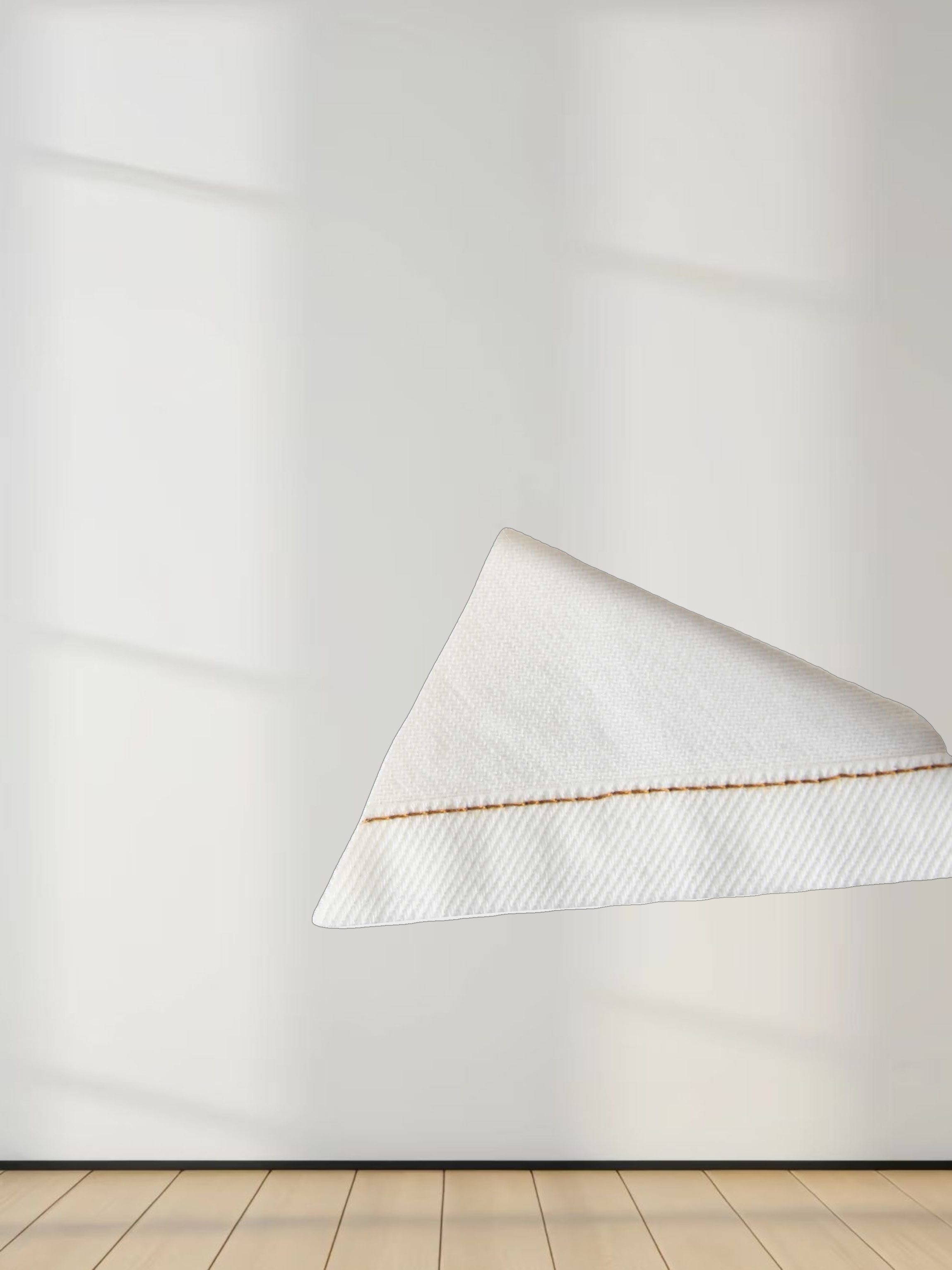 Leather Trim Denim Skirt-White