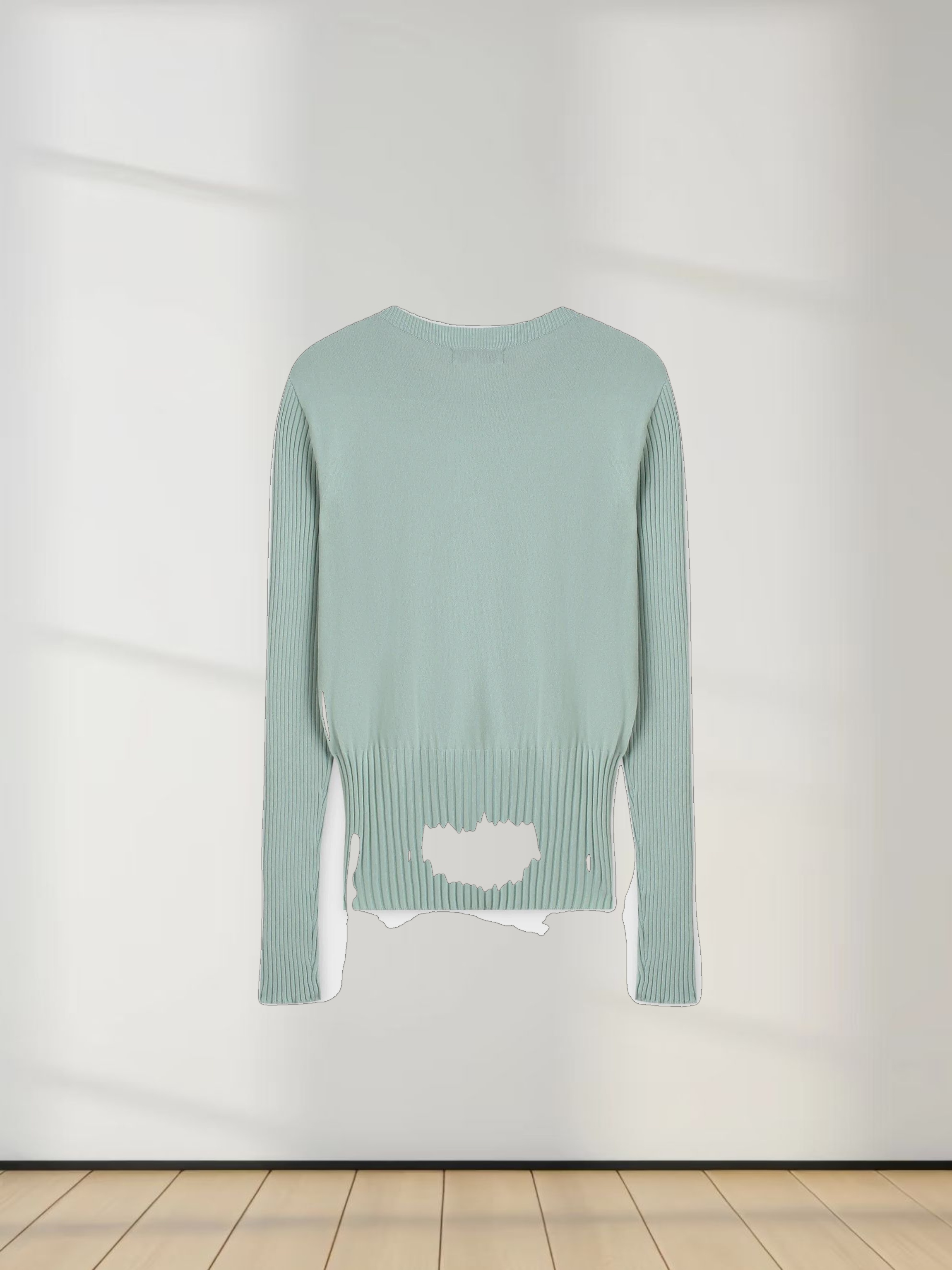 RIBBED WAISTED SWEATER-SAGE GREEN