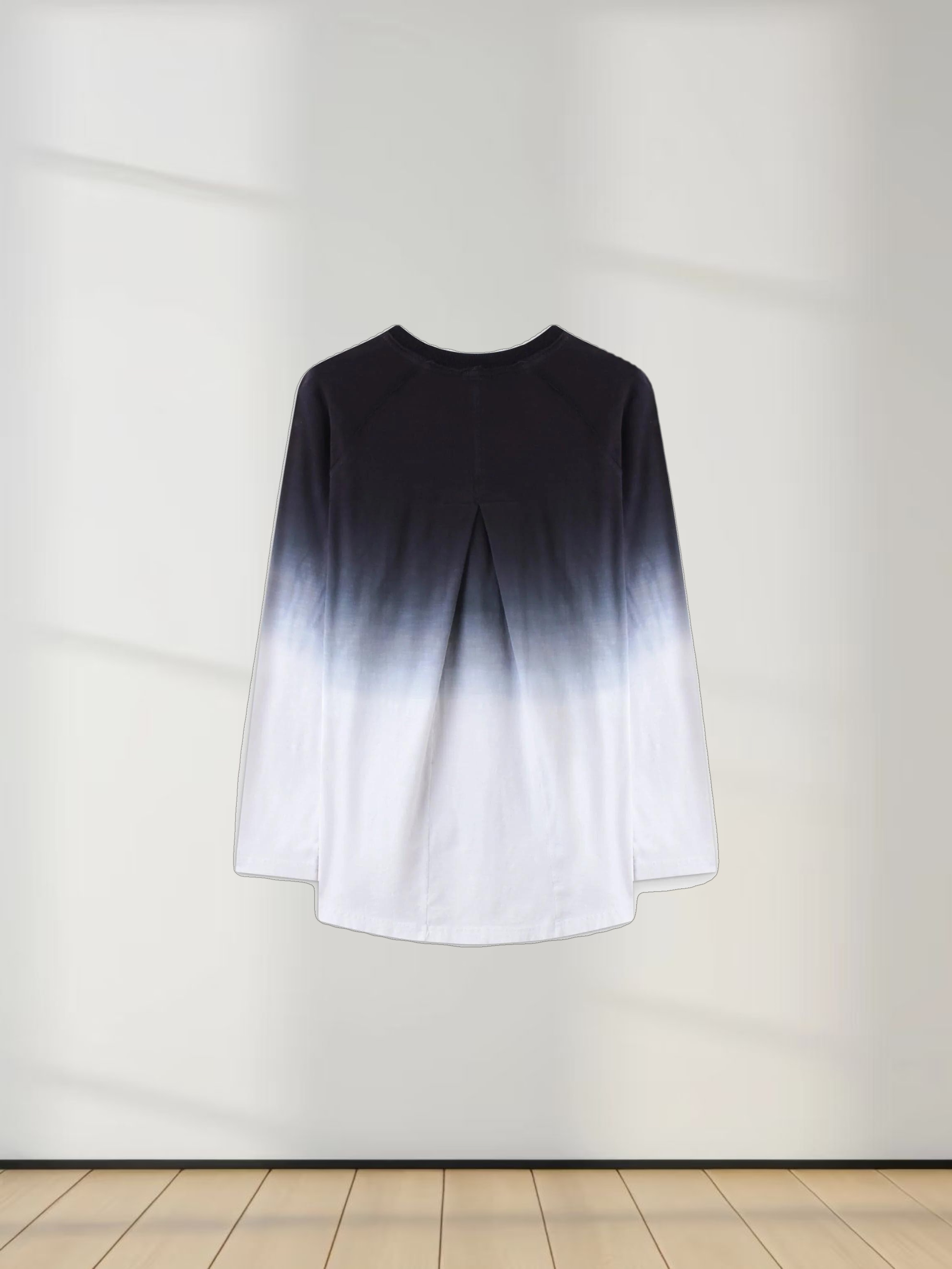 OMBRE PLEAT BACK TEE-BLACK
