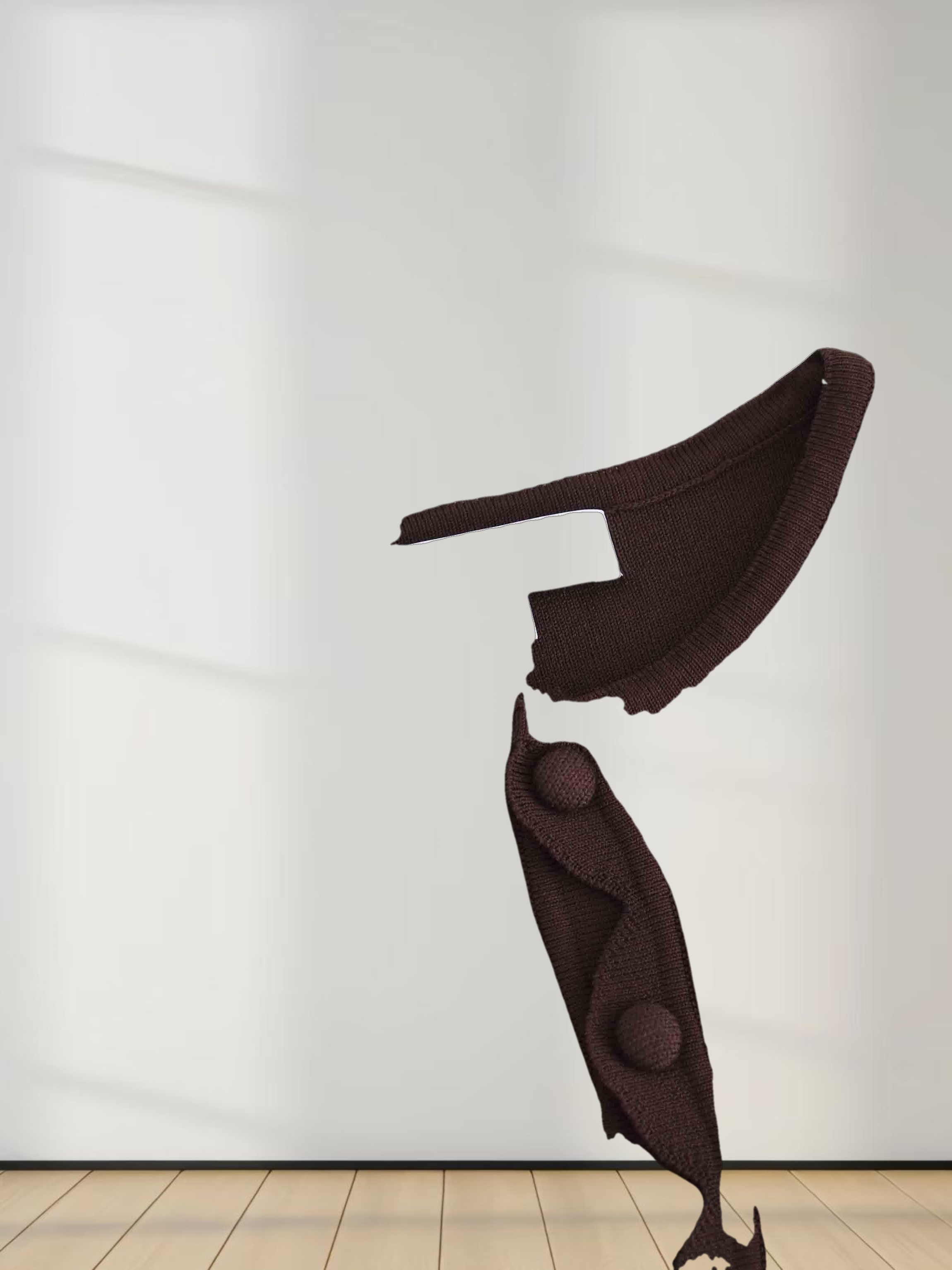 Scallop Edge Crew Cardigan SHORT-Brown