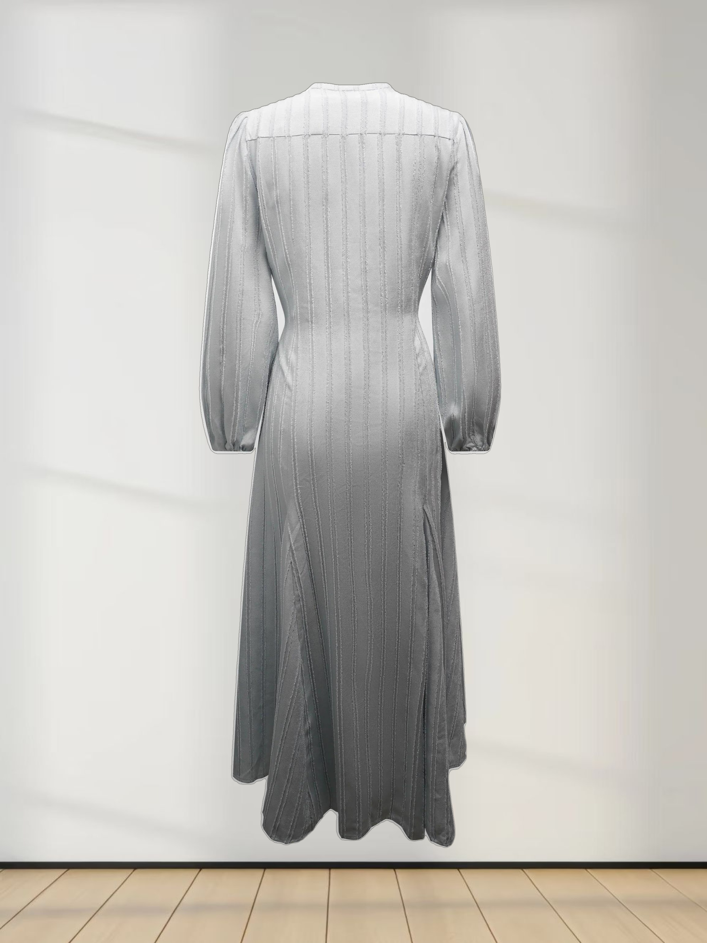 A Line Shirtdress-Fringe Stripe Light Blue