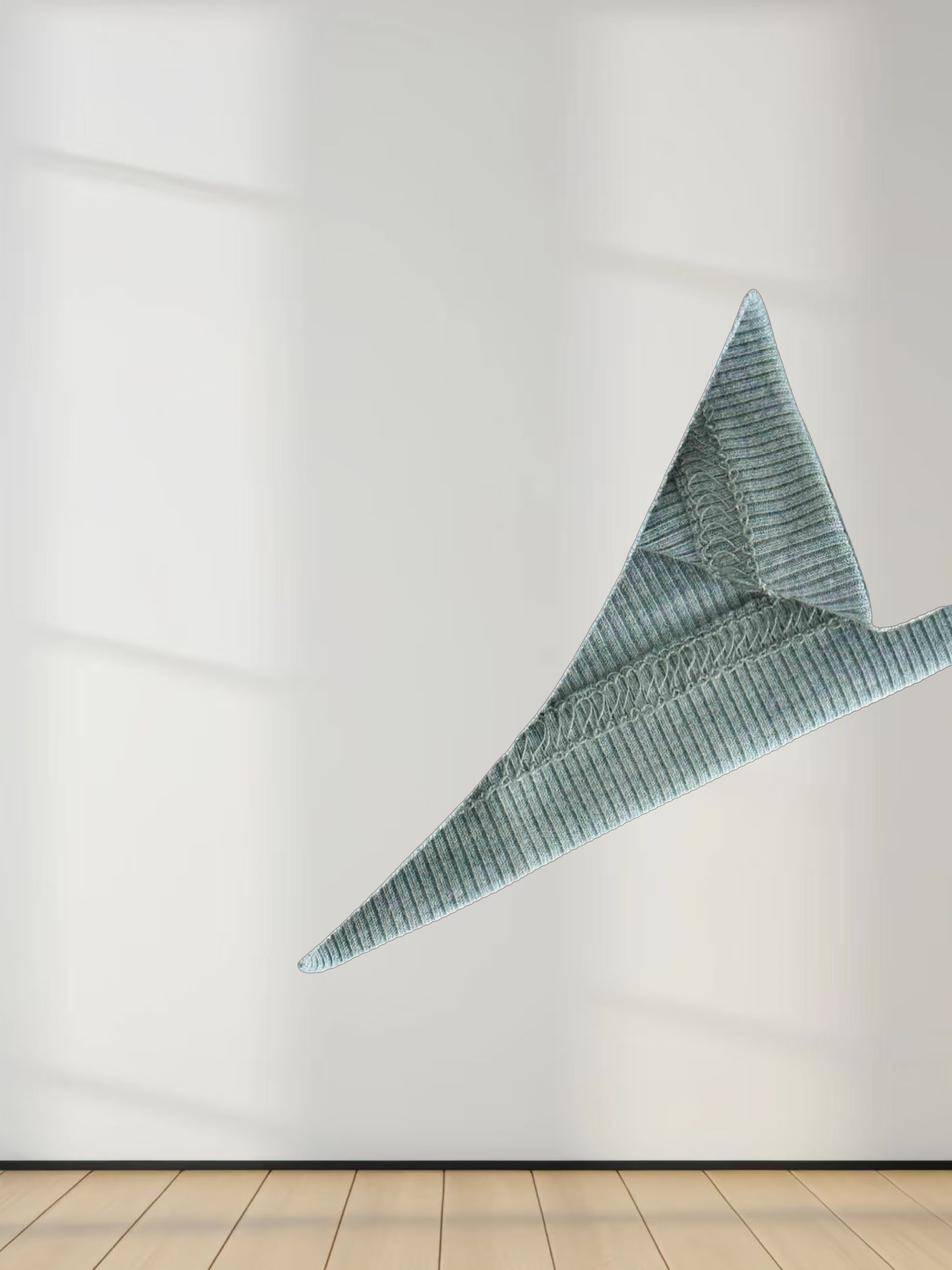 RIBBED HIGH V 3Q-HEATHERED GREEN