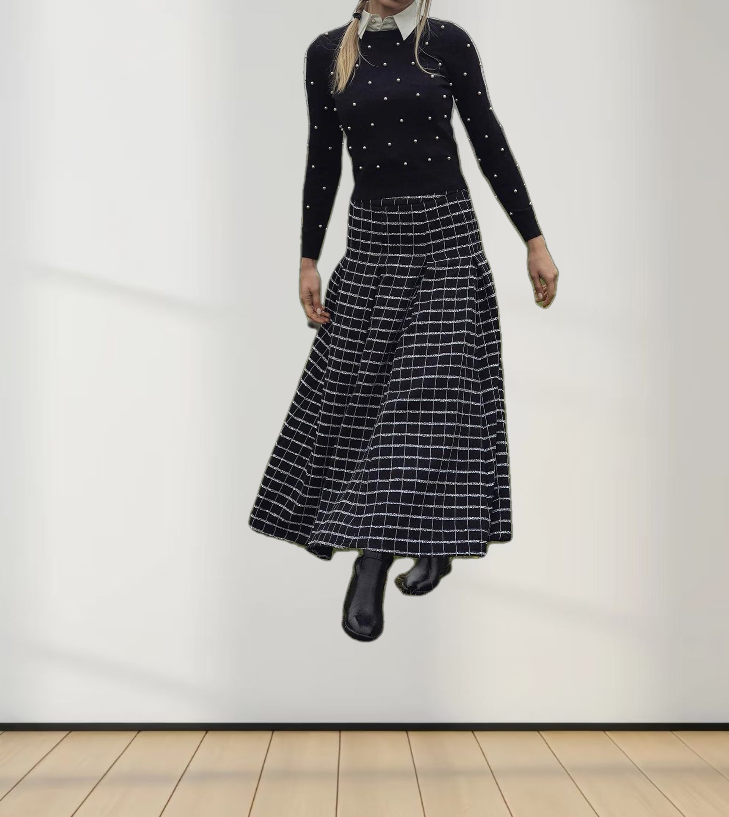 Pearl Embellished Sweater-Black