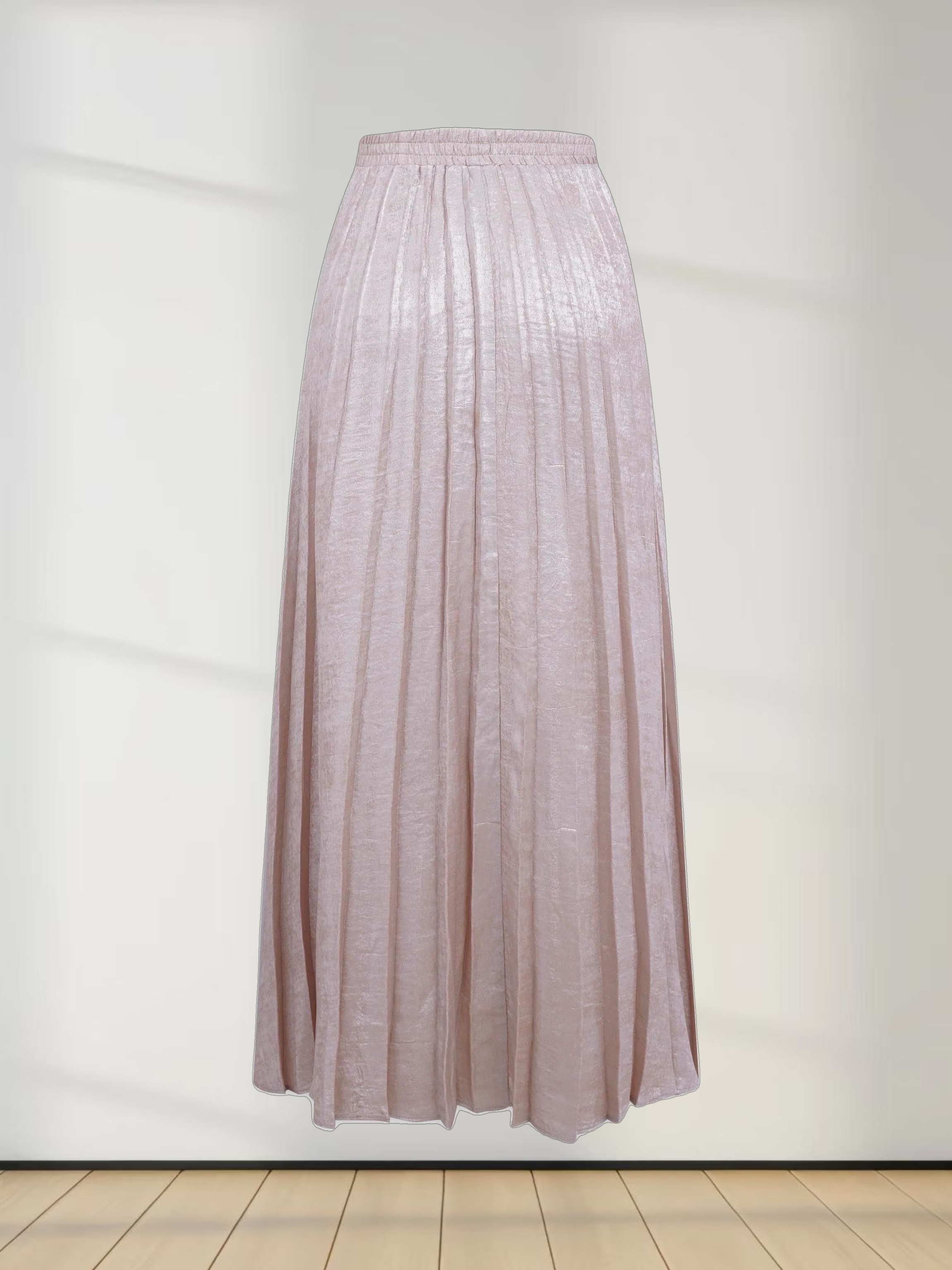 Covered Band Pleated Skirt-Champagne Shimmer