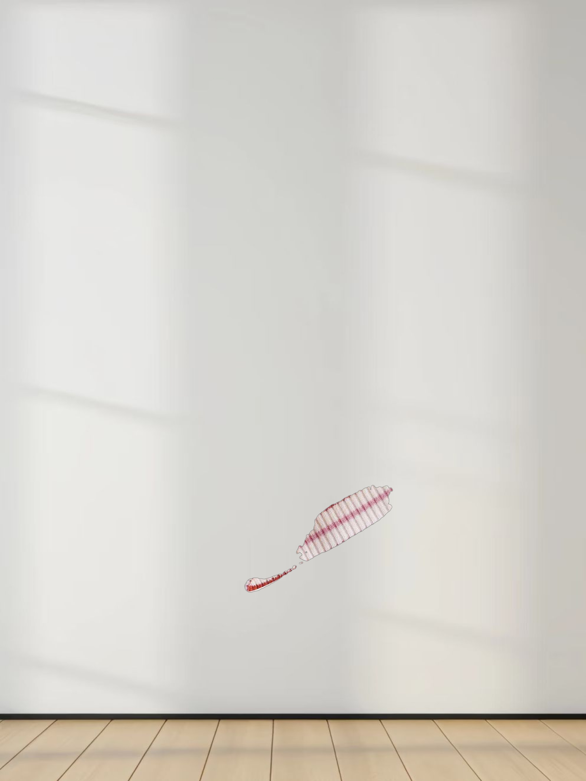 Ribbed Striped Crew 3/4 Sleeve-Pink/Raspberry