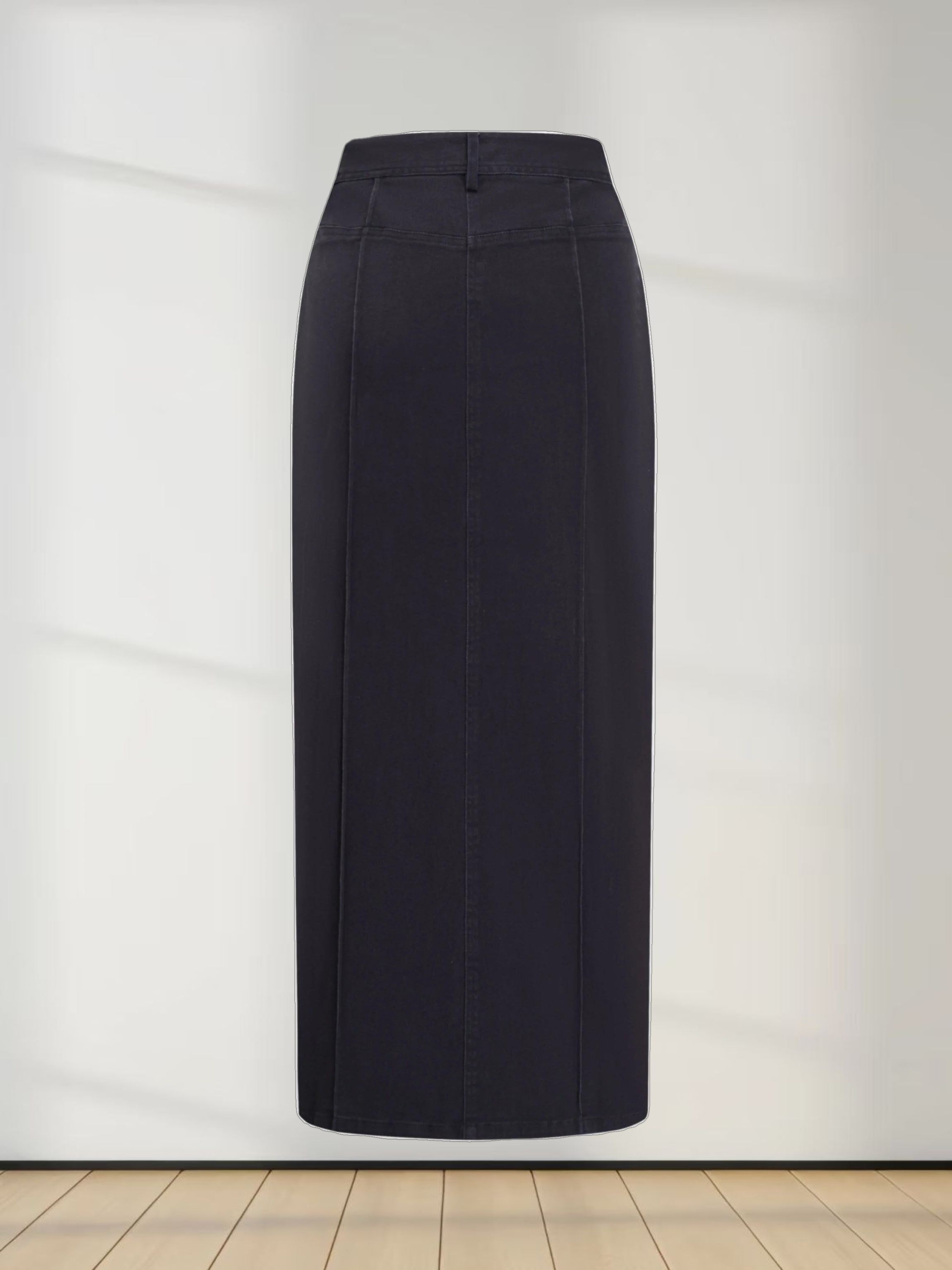 Side Seamed Twill Skirt-Navy