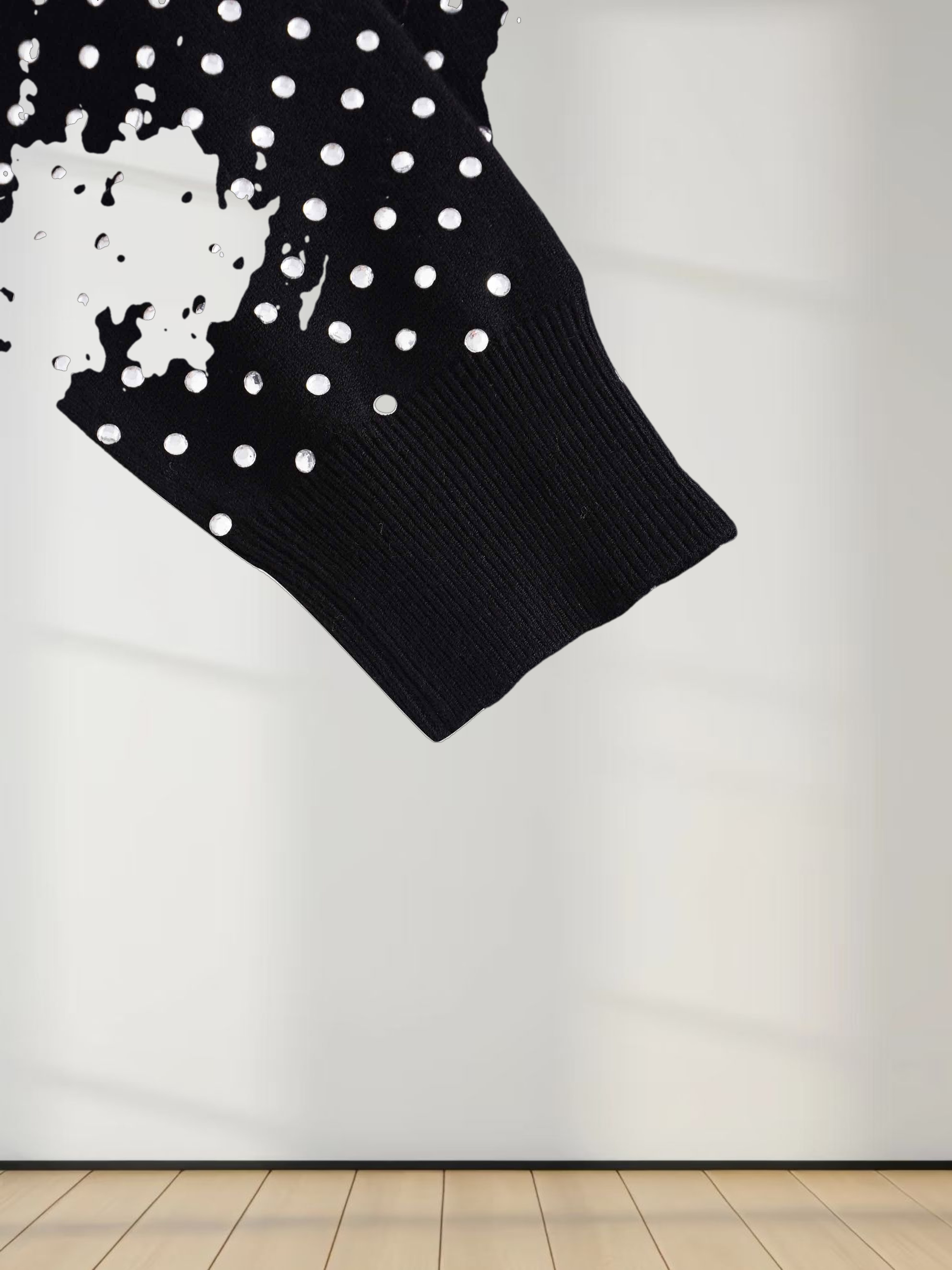 Open Knit Diamond Crew Cardigan-Silver