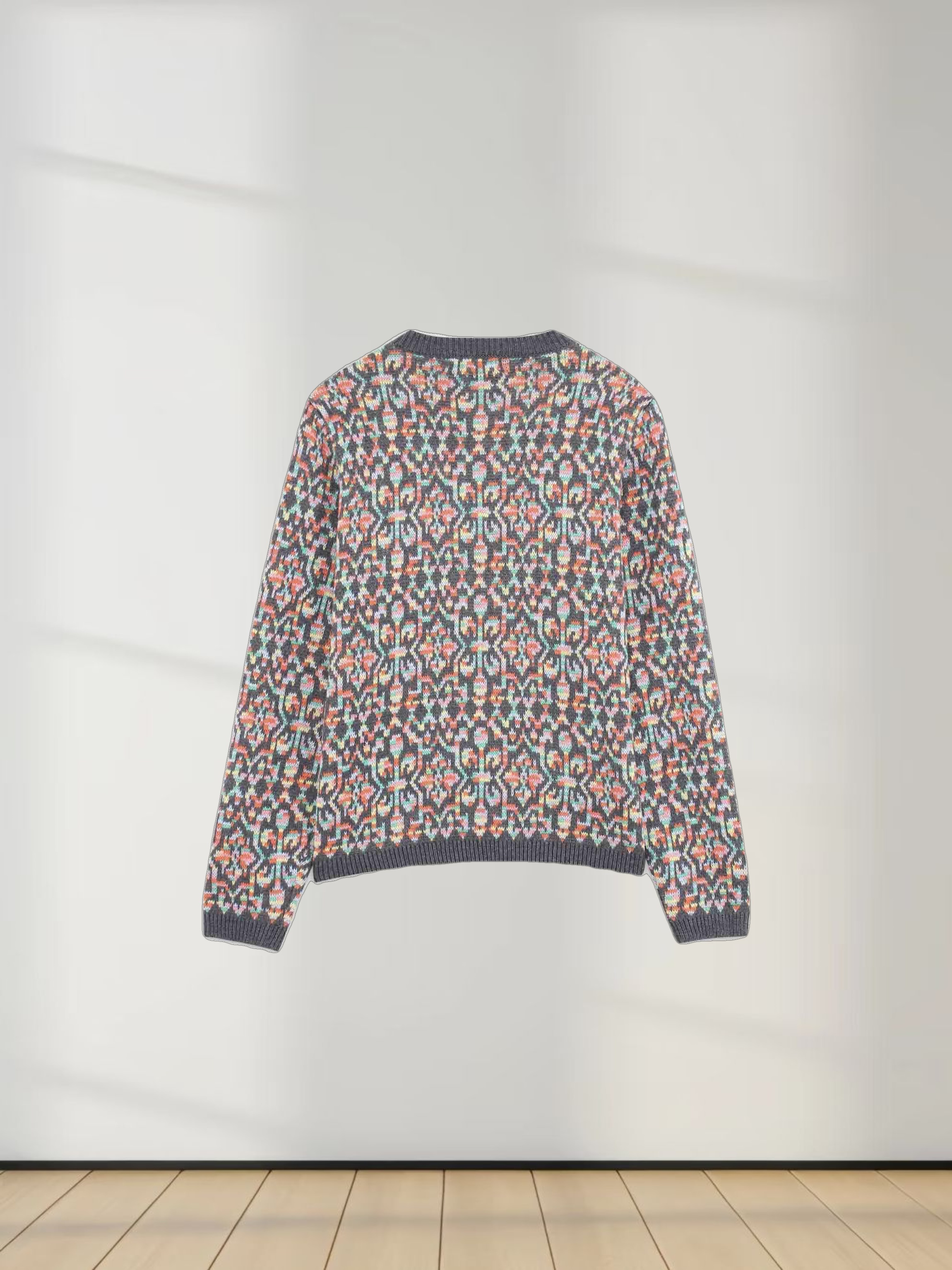 Mosaic Print Sweater-Grey