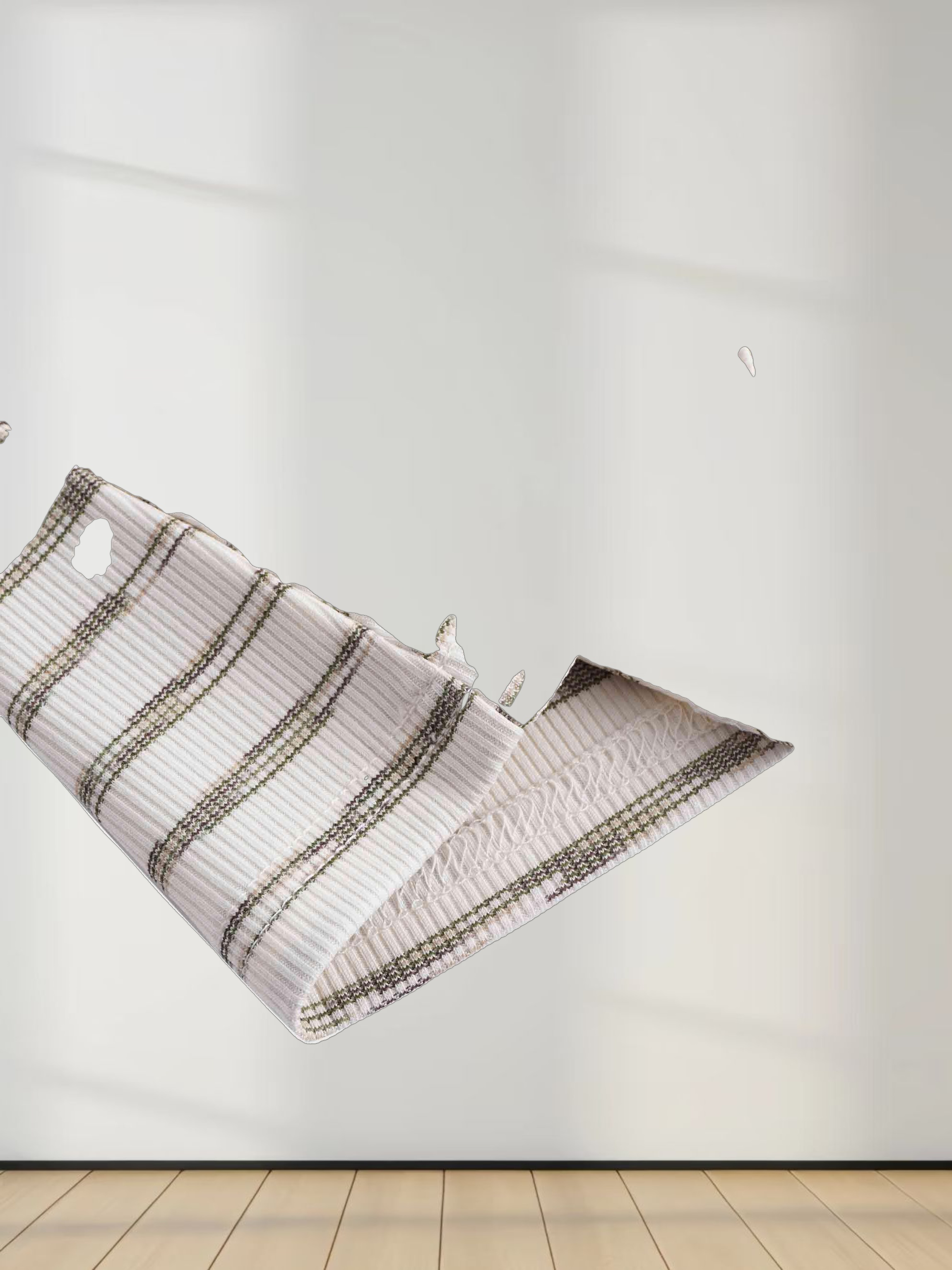 Multi Striped Ribbed Crew-Space Dye Olive