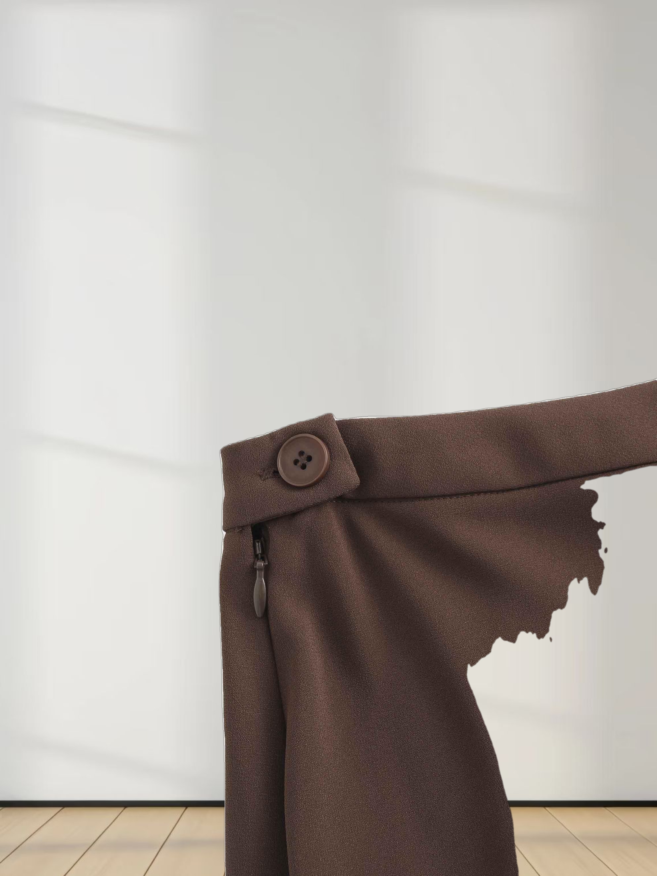 Crepe Flare Skirt-Brown